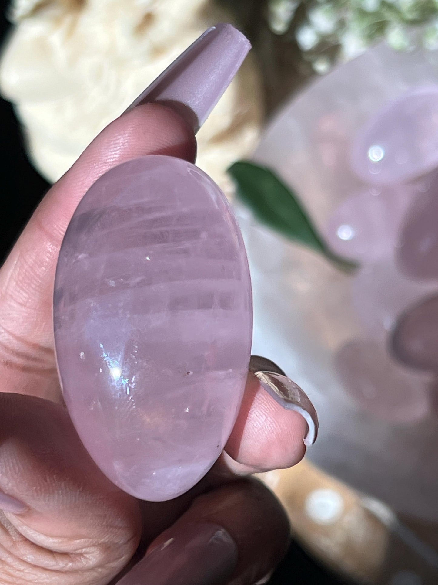 Star Rose Quartz Lingam, Shiva Lingam, Crystal Shiva Lingam, Rose Quartz Tumble