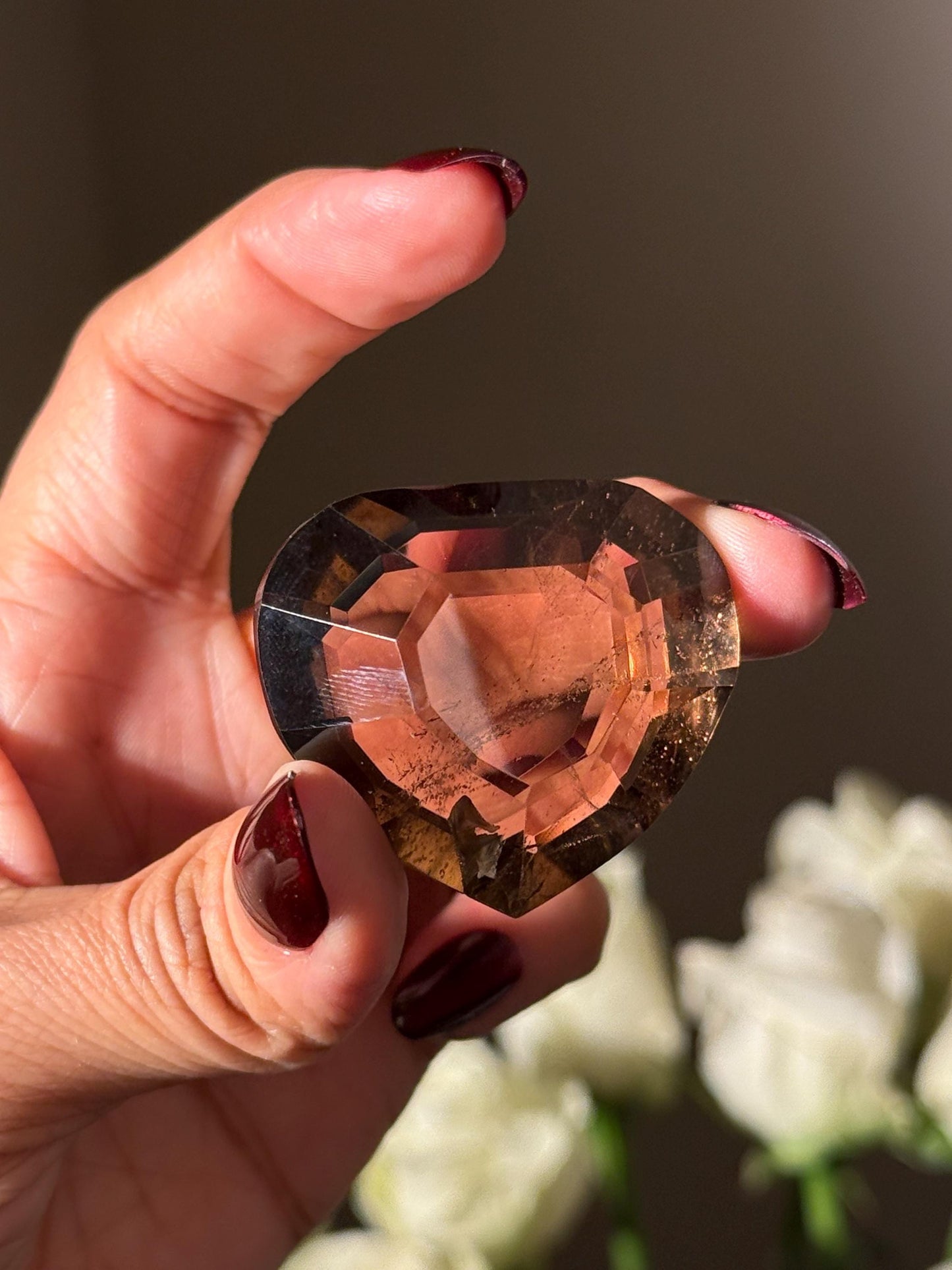 Faceted Smoky Quartz Heart, Smoky Quartz Heart, Highest Quality Quartz, Faceted Crystals, Faceted Smoky Quartz, Crystal Gifts,