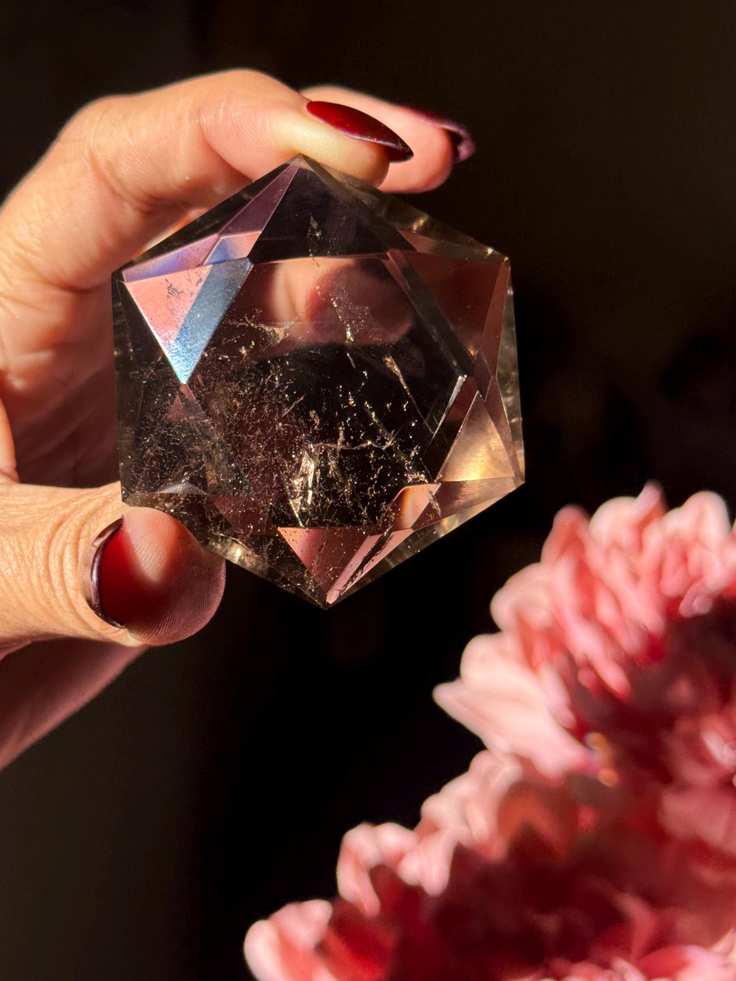 Crystal Hexagon Faceted Quartz, Star Of David Quartz, Faceted Smoky Quartz, Merkaba Quartz, Metaphysical Gifts, Crystal Gifts