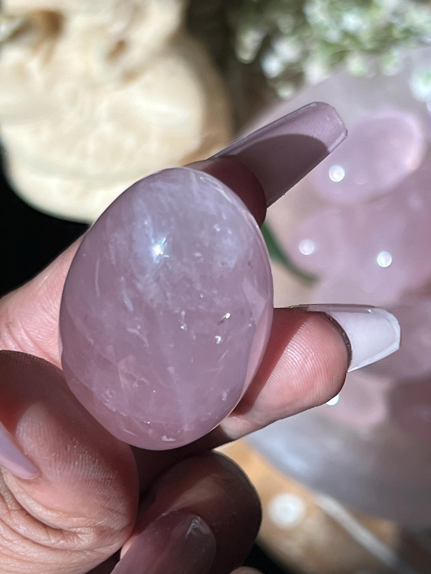Star Rose Quartz Lingam, Shiva Lingam, Crystal Shiva Lingam, Rose Quartz Tumble