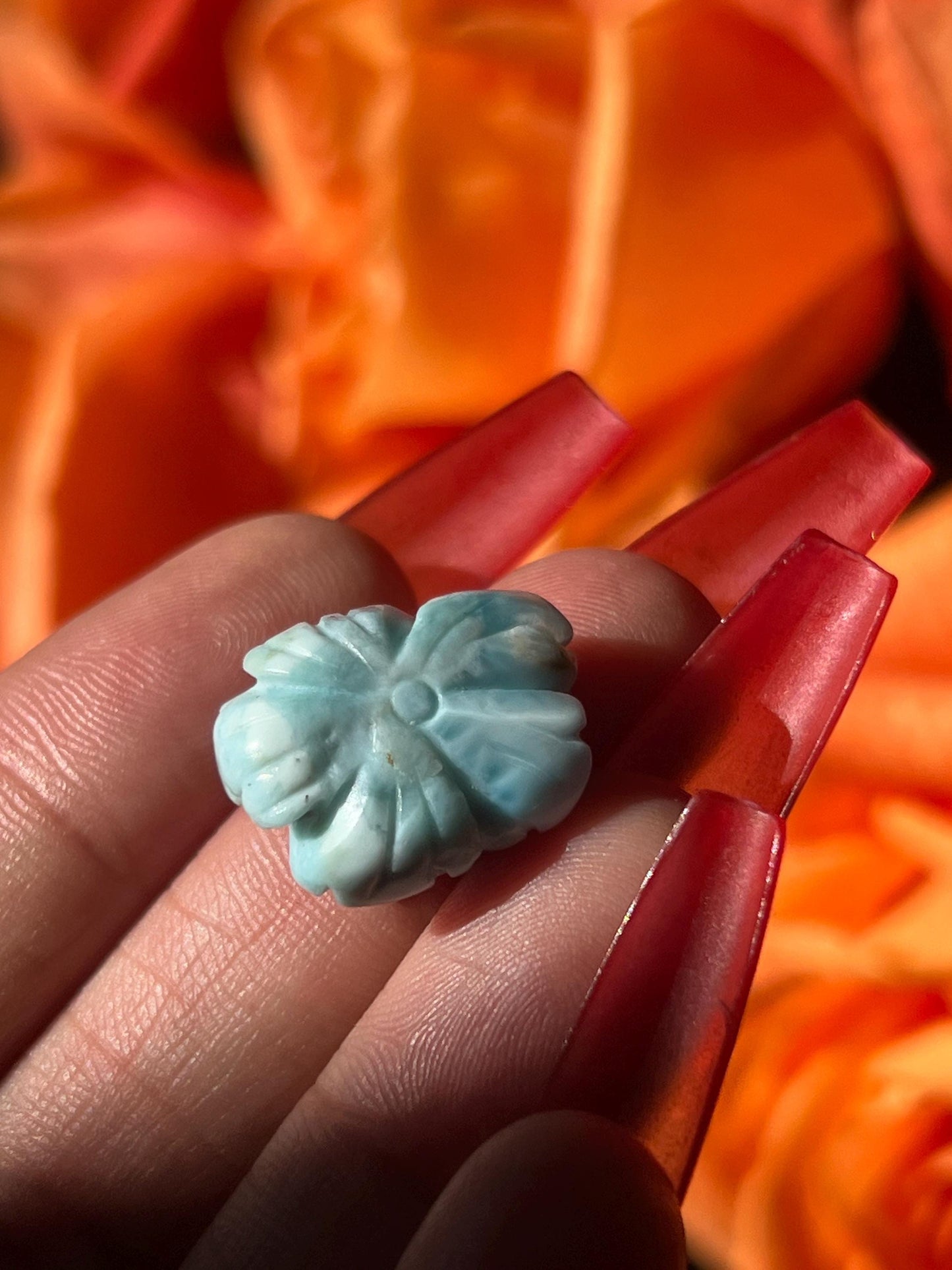 Small Larimar Flower, Larimar Charm, Larimar Flower, Larimar Cab, Larimar stone cabs, Crystal Gifts, Spiritual Gifts, Crystal Jewelry,