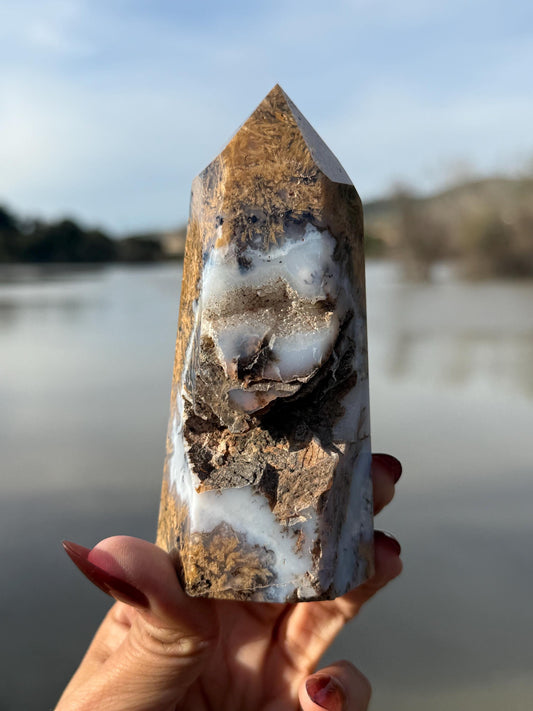 Sagenite Agate, Sagenite Rutile, Rutile Agate, Dendritic Agate, Blue Agate with Golden Rutile, Crystal Gifts, Metaphysical Gift,