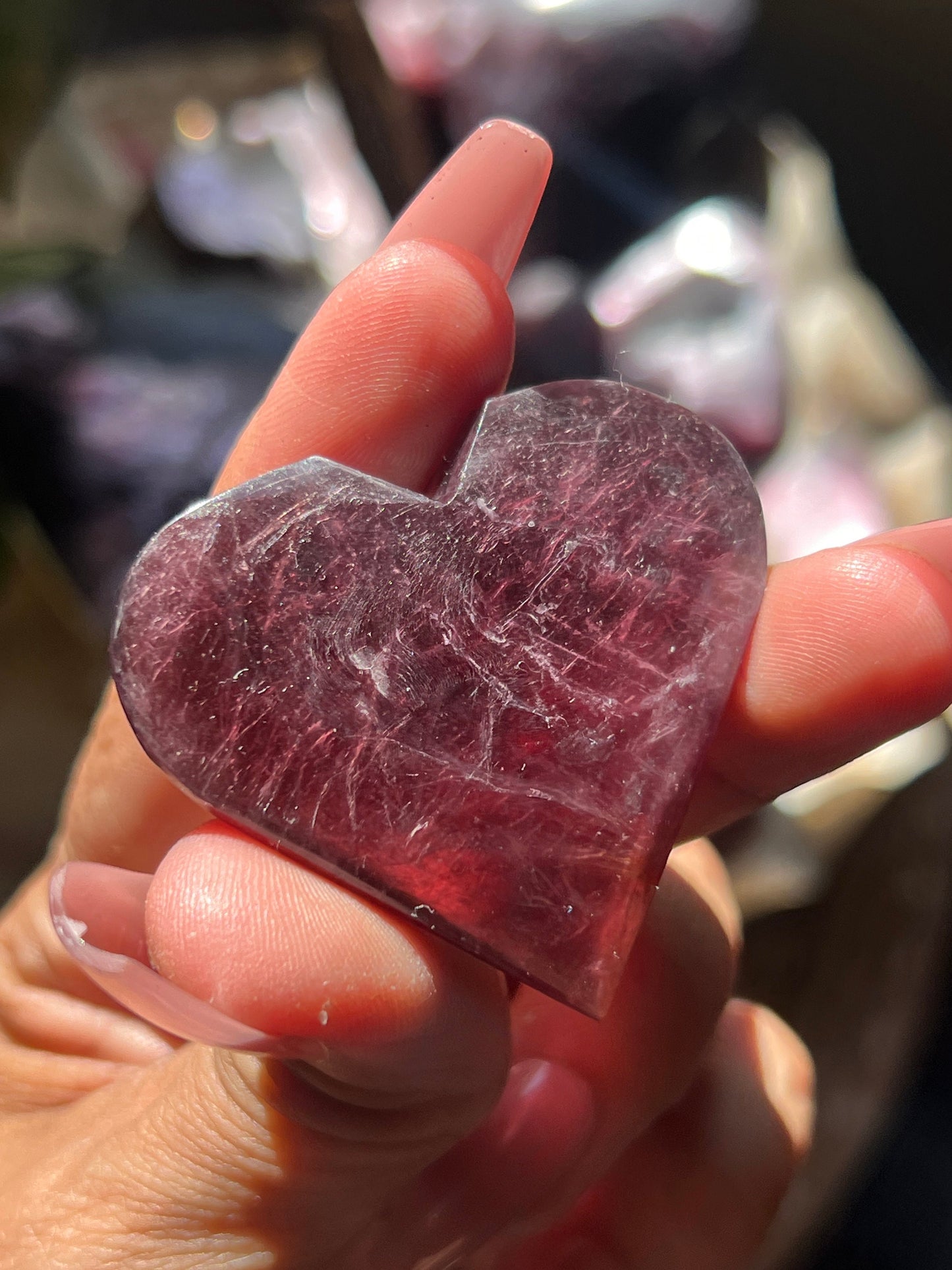 Flashy Purple Mica Heart, Lepidolite Heart, Crystal hearts, Gem Lepidolite, Mica Palm stone, Crystal Jewelry, Crystal Gifts, Small