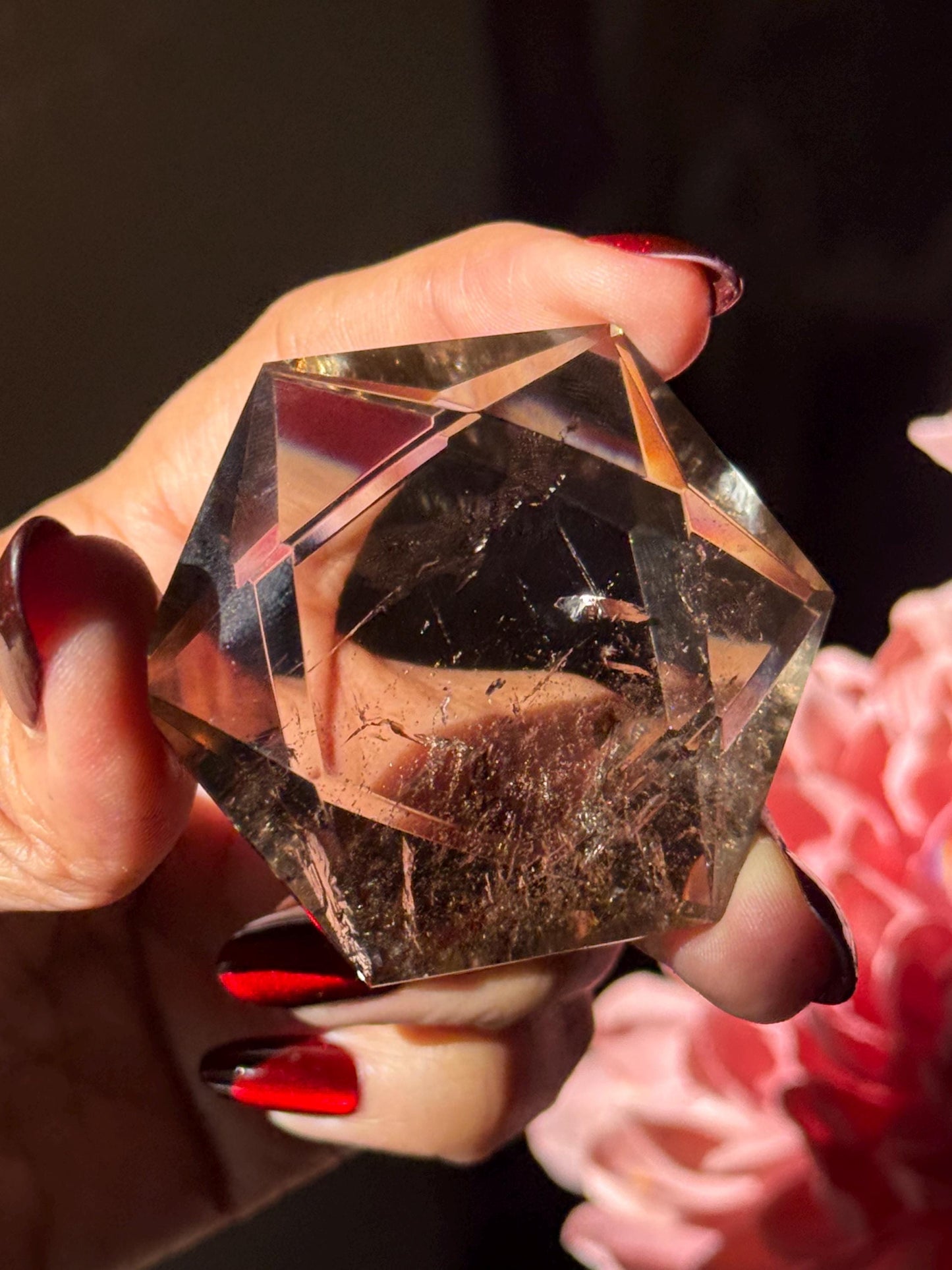 Crystal Hexagon Faceted Quartz, Star Of David Quartz, Faceted Smoky Quartz, Merkaba Quartz, Metaphysical Gifts, Crystal Gifts