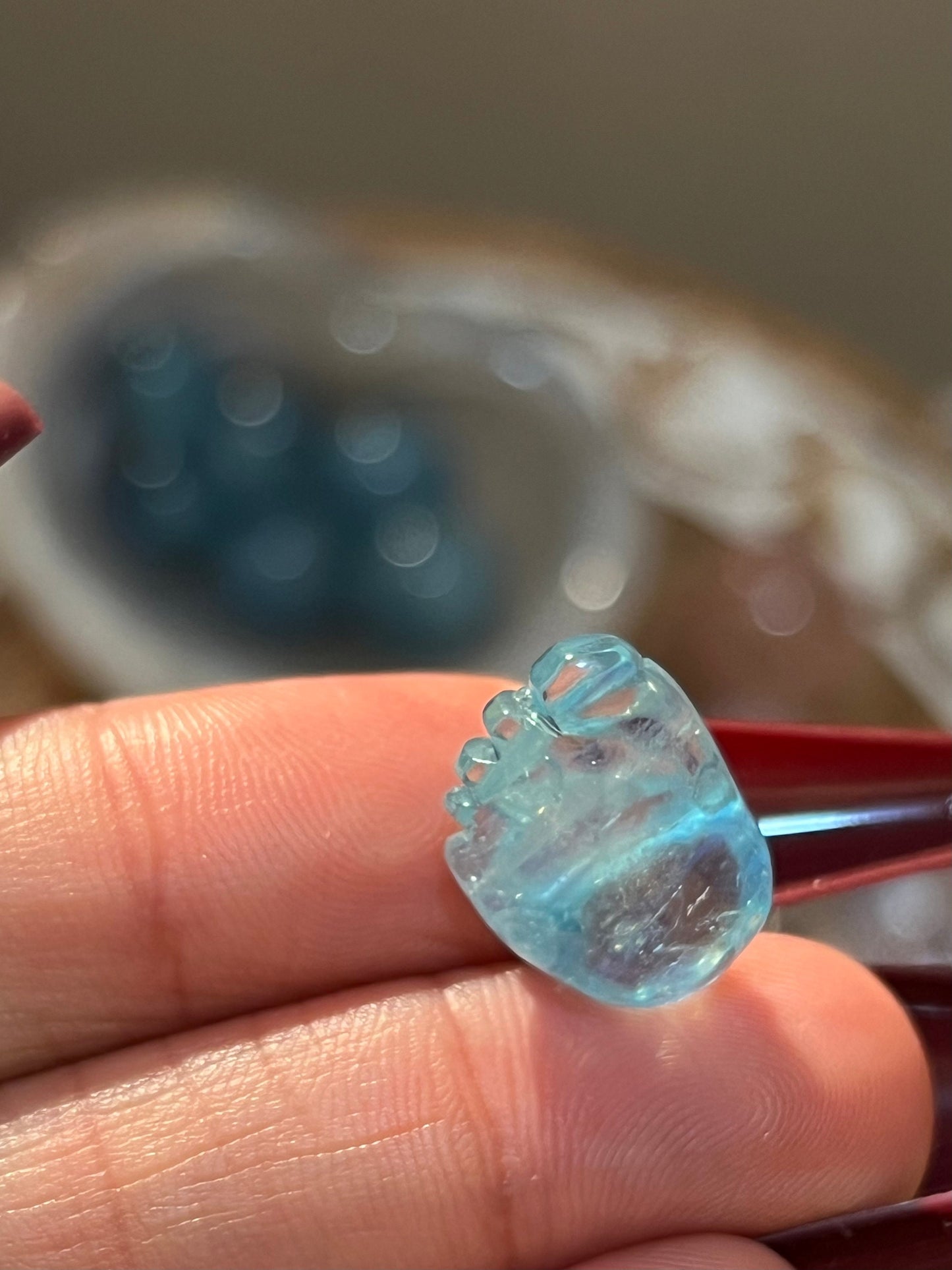 Aquamarine Foot Charm, Blue Aquamarine, Gemstone, Aquamarine Jewelry, Aquamarine Gemstone, Aquamarine Gifts, Crystal Carvings,