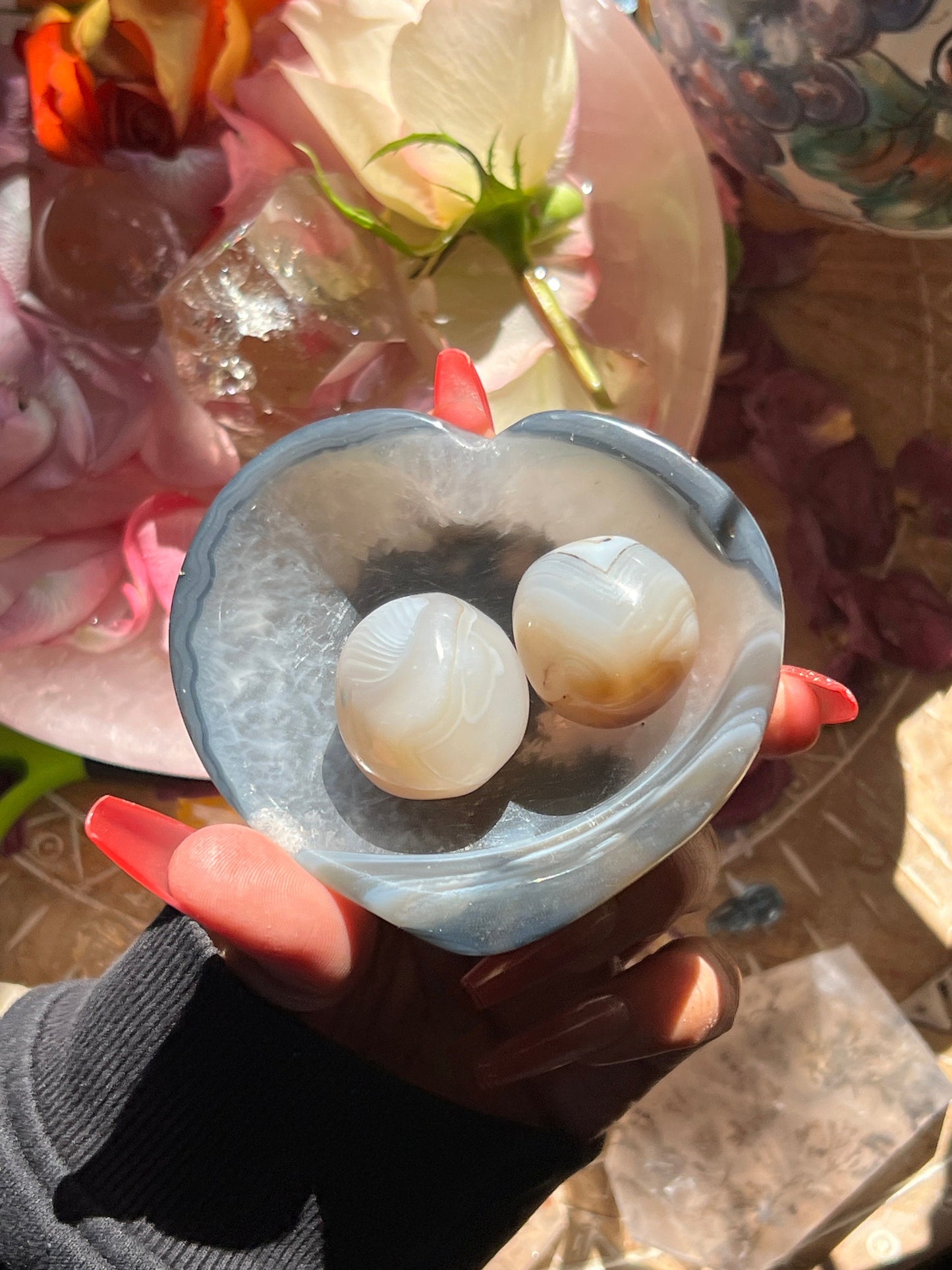 Mini Crystal Bowl Set, Oraca Agate, Blue Agate Bowl, Altar Bowl, Altar Gifts, Crystal Gifts, Spiritual Gifts, Crystal Lot, Crystal Bowls