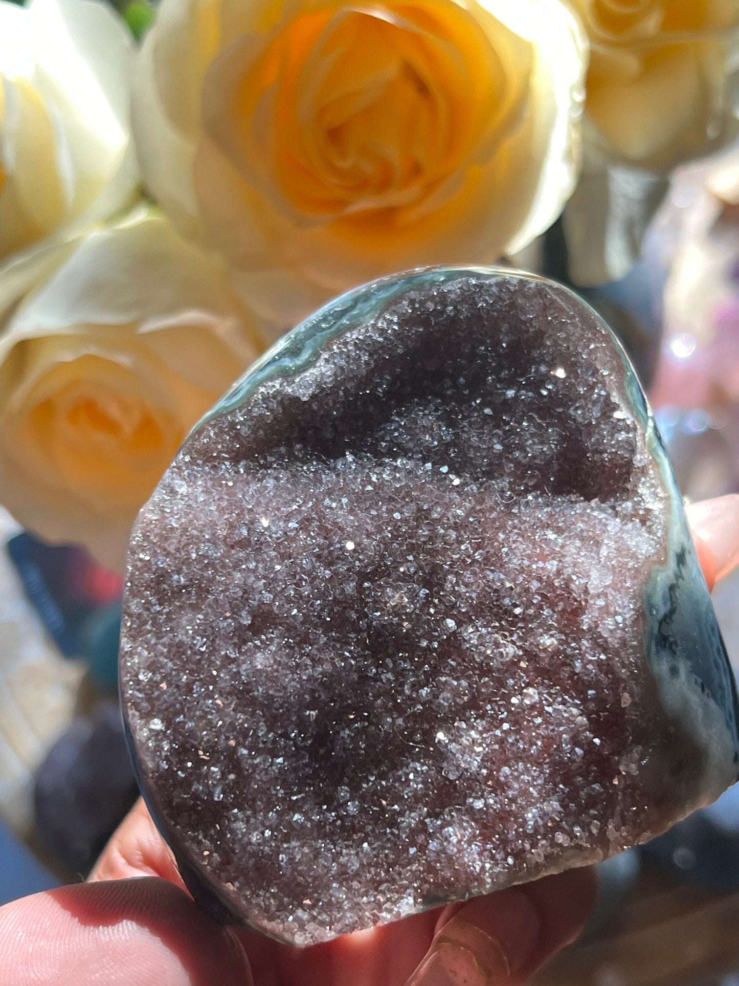 Sugar Druzy Geode, Cut Base Amethyst, Amethyst, Amethyst Geode Cut base, Crystals, Crystal Gift