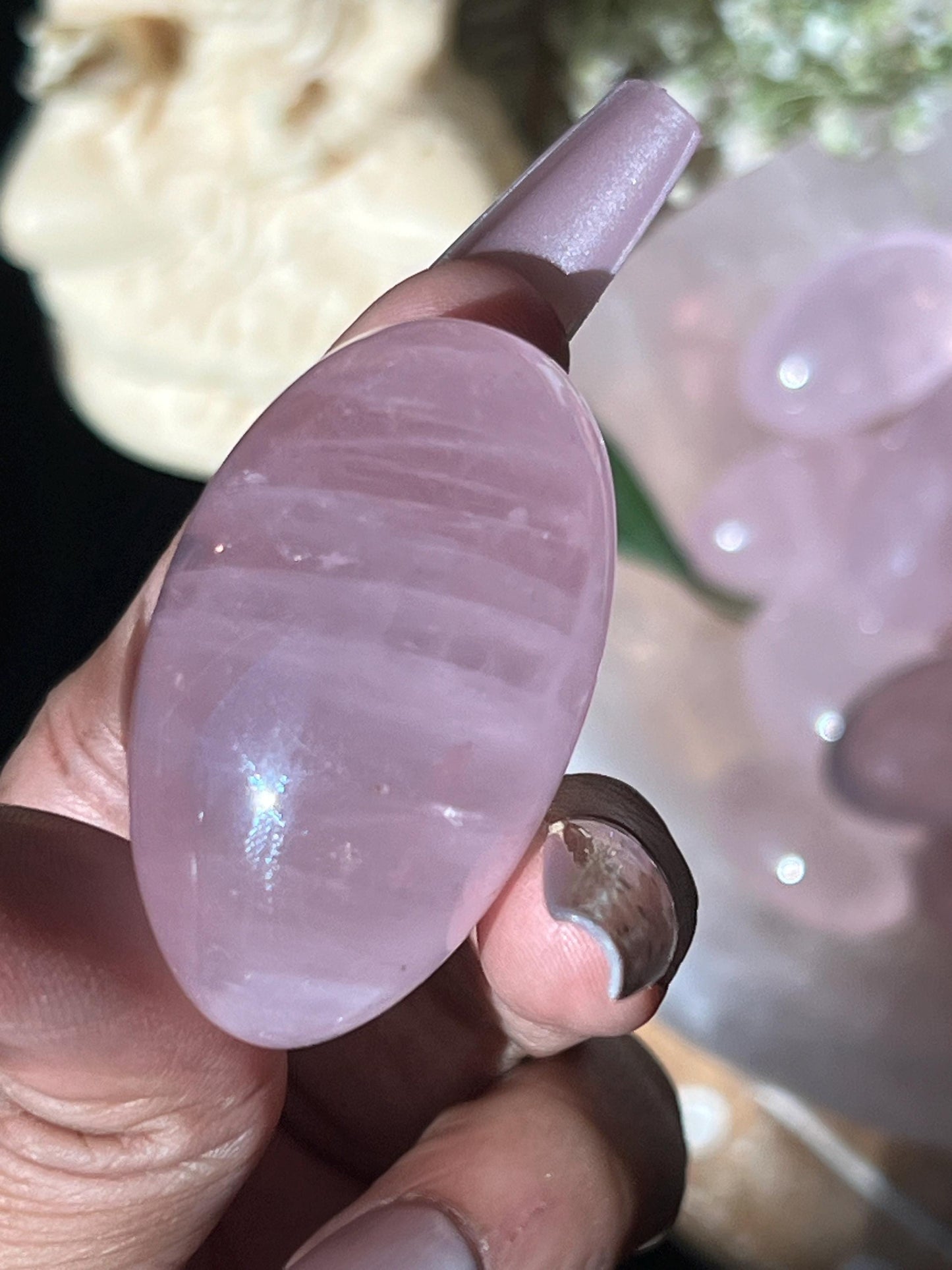 Star Rose Quartz Lingam, Shiva Lingam, Crystal Shiva Lingam, Rose Quartz Tumble