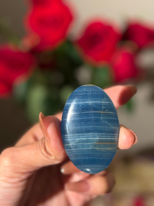Blue Onyx Palmstone, Lemurian Aquatine, Crystal, Aquarine Palmstone, Metaphysical Gifts, Valentines day Gift, Crystal Gifts, MINI