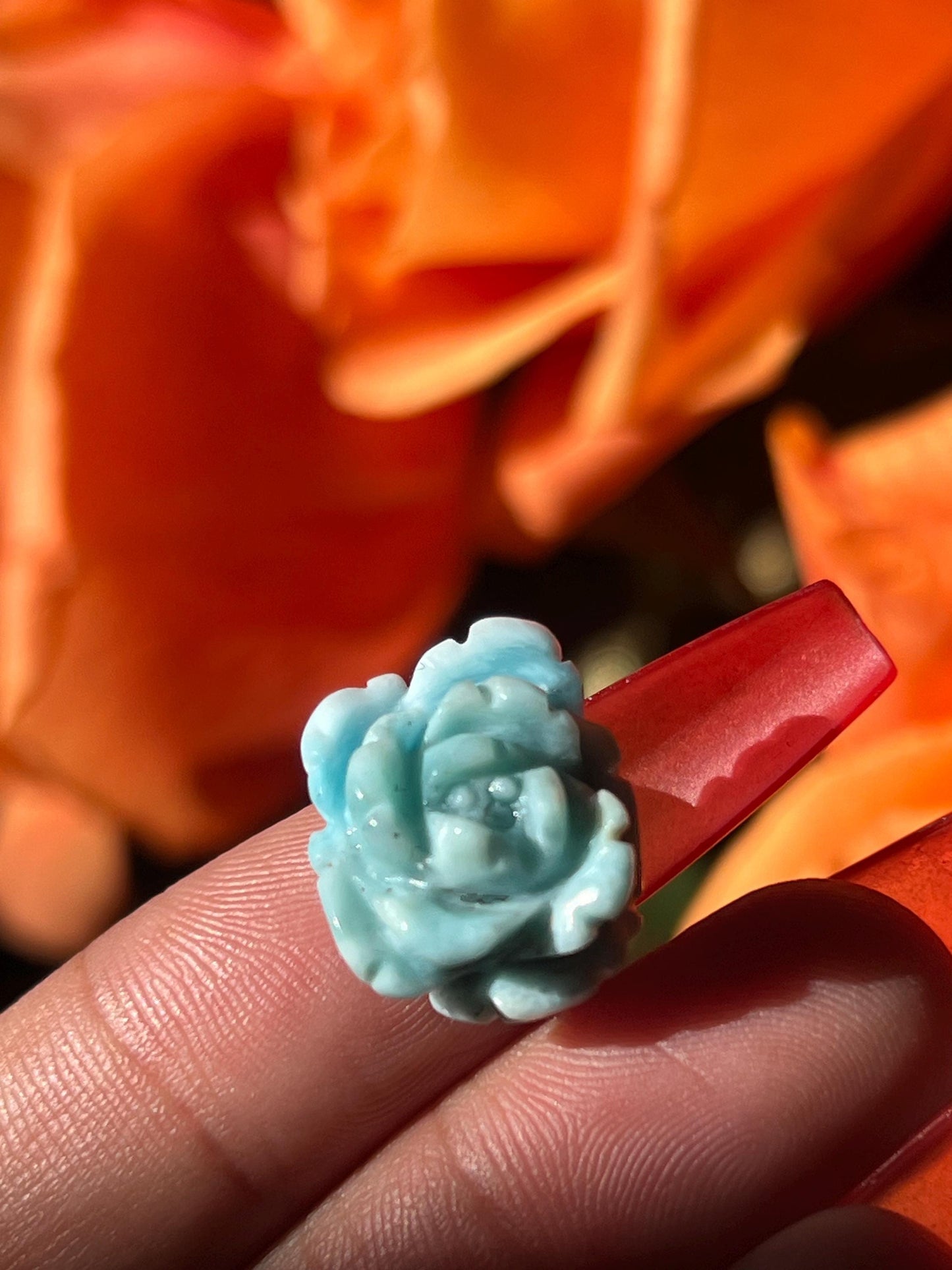 Small Larimar Flower, Larimar Charm, Larimar Flower, Larimar Cab, Larimar stone cabs, Crystal Gifts, Spiritual Gifts, Crystal Jewelry,