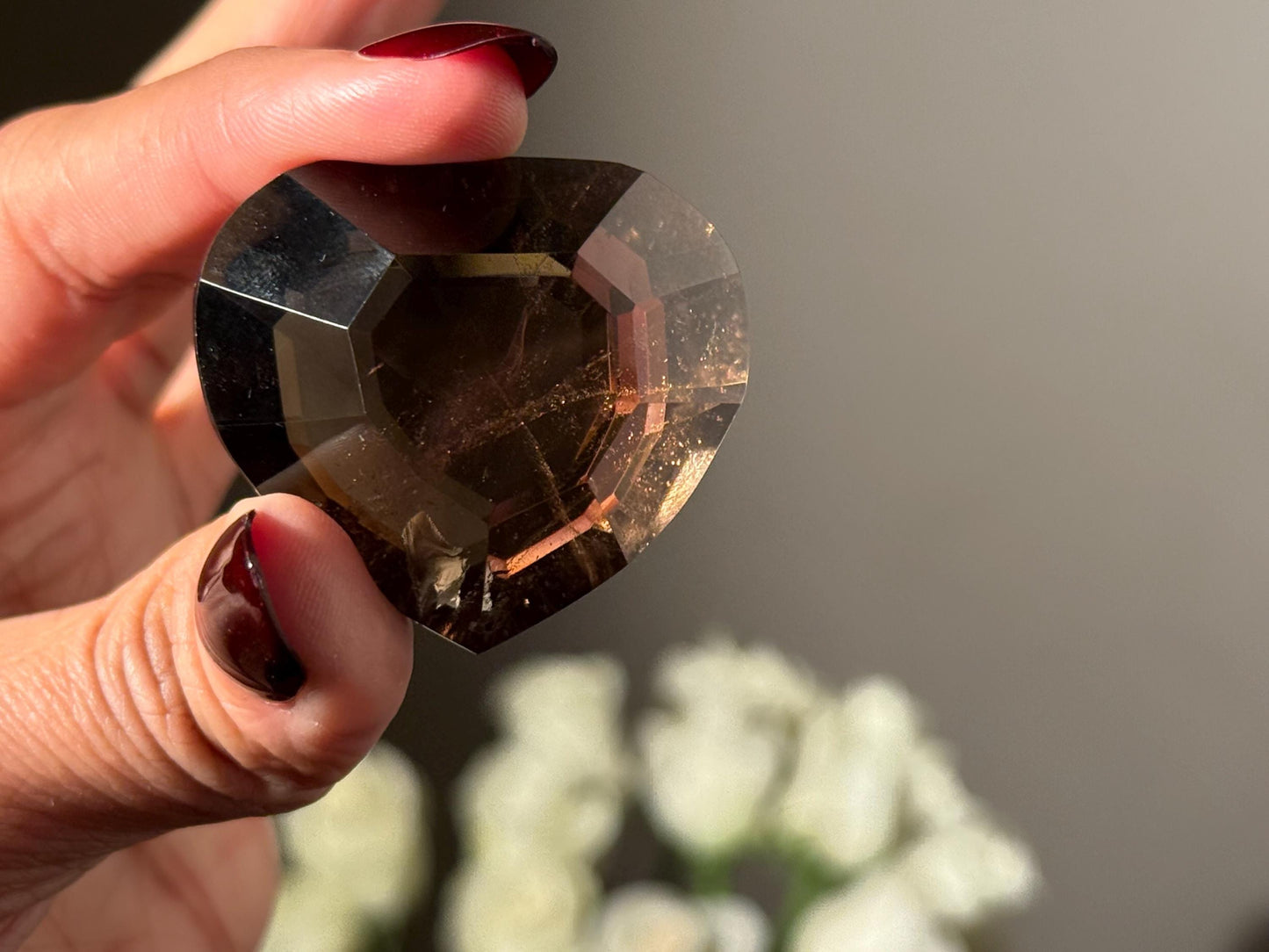 Faceted Smoky Quartz Heart, Smoky Quartz Heart, Highest Quality Quartz, Faceted Crystals, Faceted Smoky Quartz, Crystal Gifts,