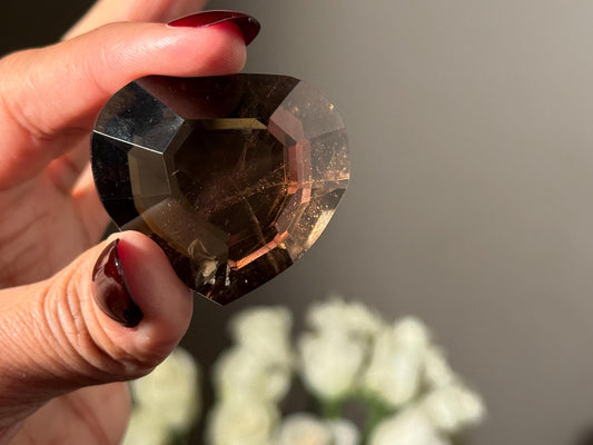 Faceted Smoky Quartz Heart, Smoky Quartz Heart, Highest Quality Quartz, Faceted Crystals, Faceted Smoky Quartz, Crystal Gifts,