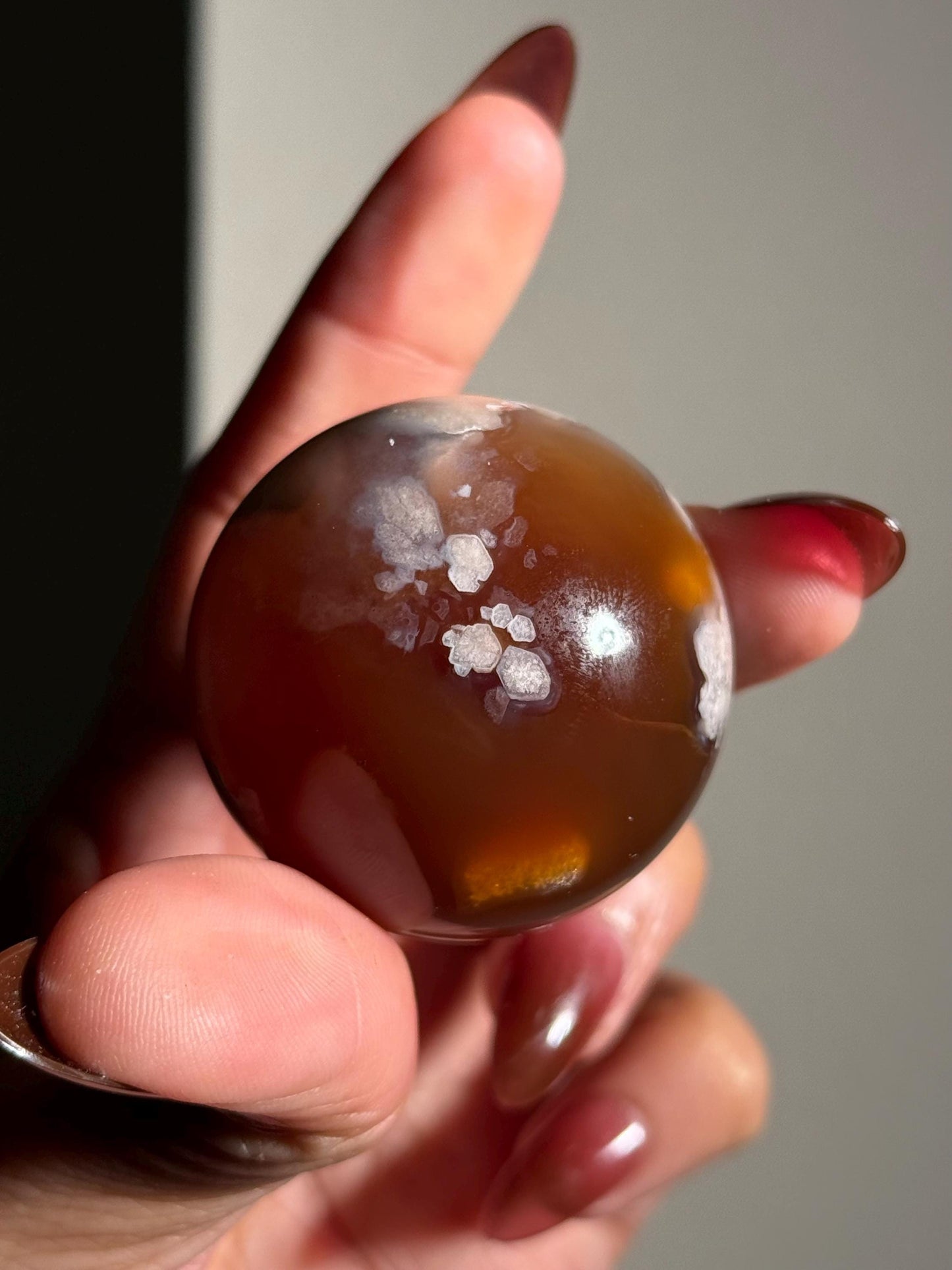 Red Flower Agate, Green Flower Agate,  Sakura Agate, Cherry Blossom Agate, Heart Crystals, Crystal Gifts, 41 mm