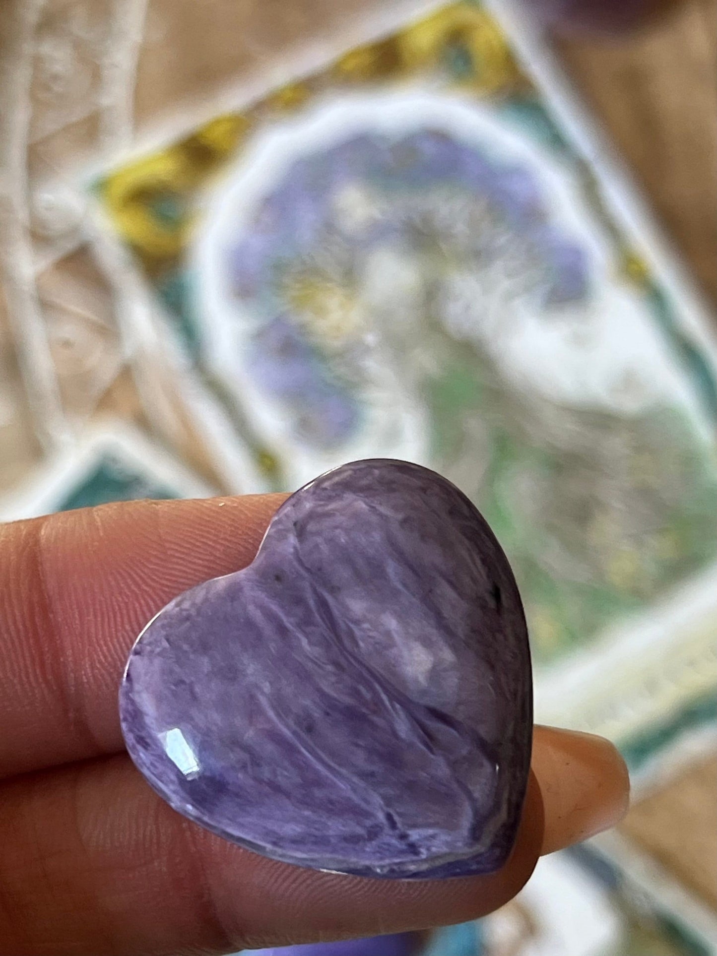 Charoite Heart, Charoite From Russia, Crown Chakra Healing Crystal, Worry Stone, Witchy Things