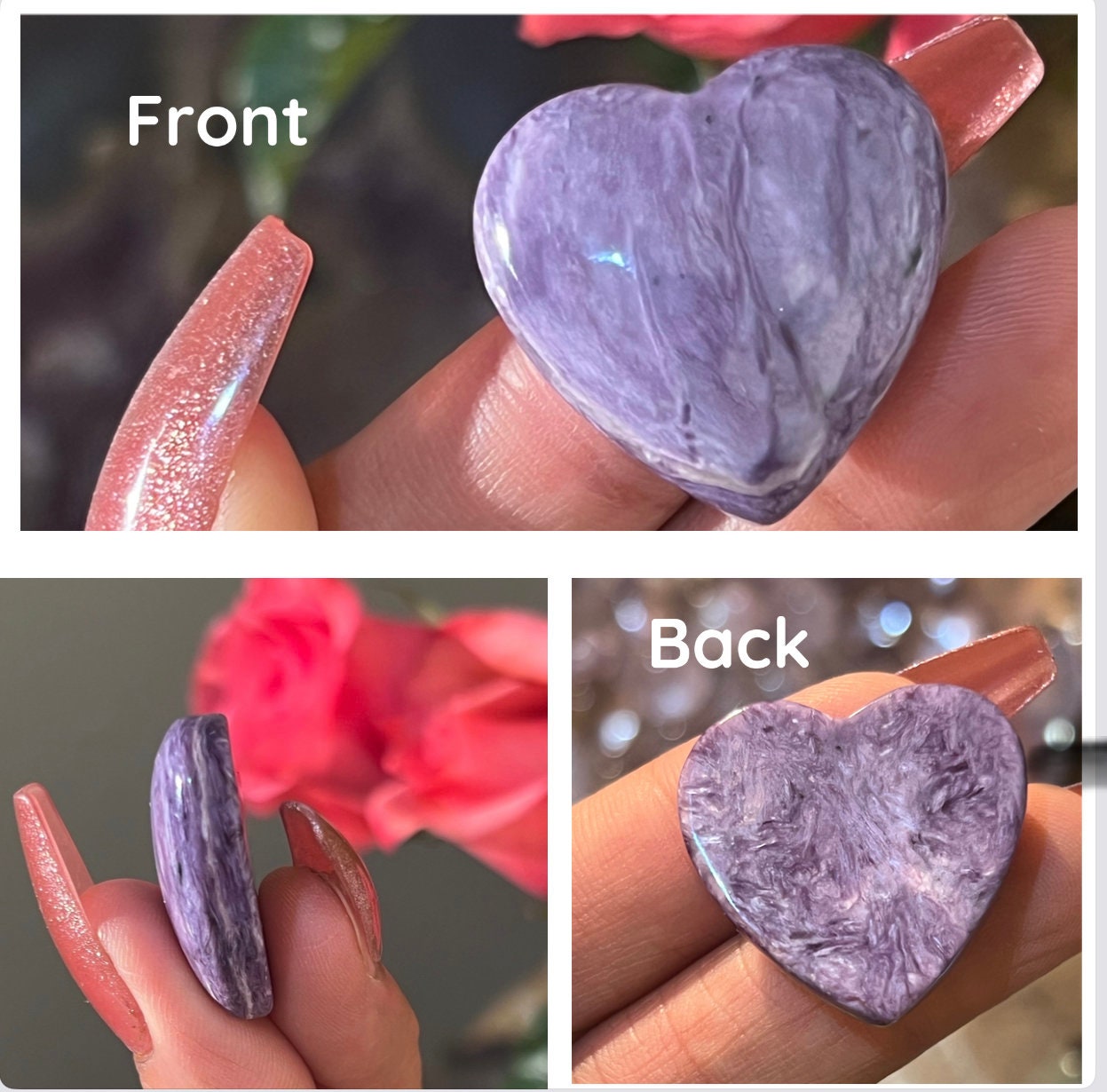 Charoite Heart, Charoite From Russia, Crown Chakra Healing Crystal, Worry Stone, Witchy Things