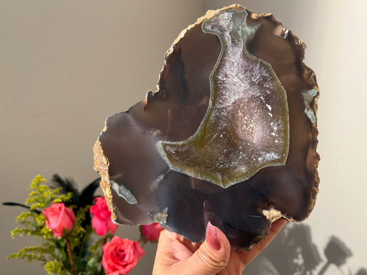 Blue Agate Slab With Amethyst Geode, Polished Amethyst Geode Slab, Crystal Slabs,Home Decoration, Amethyst Slab, Decoration for home