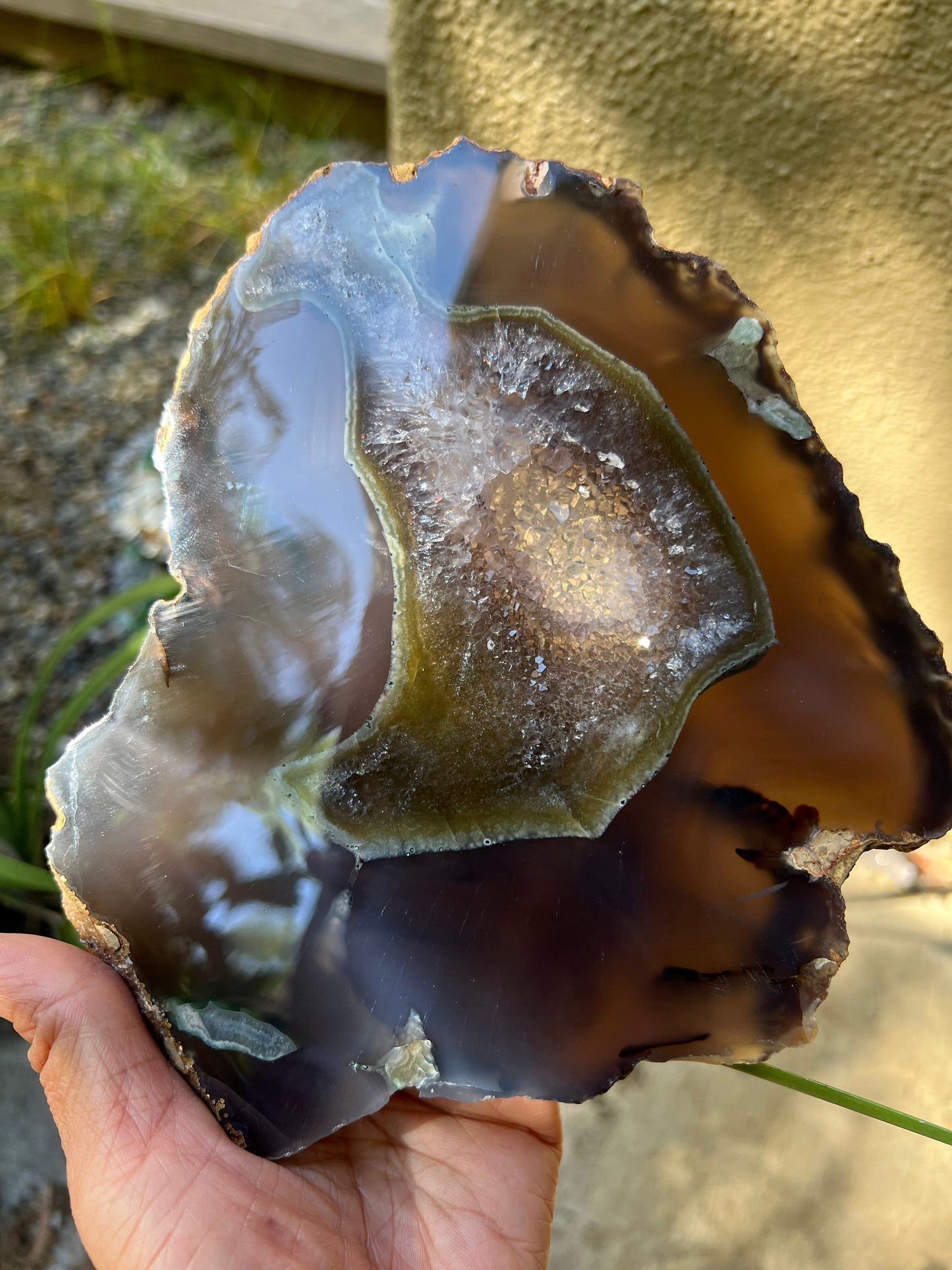 Blue Agate Slab With Amethyst Geode, Polished Amethyst Geode Slab, Crystal Slabs,Home Decoration, Amethyst Slab, Decoration for home