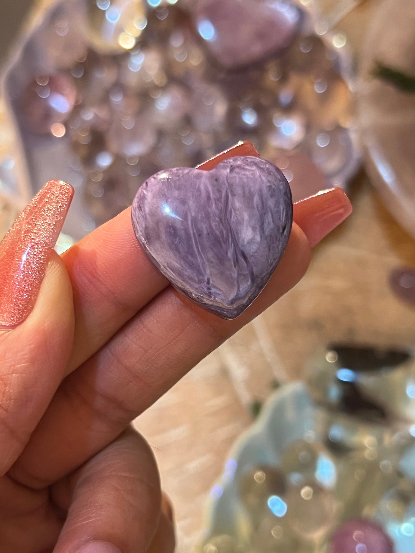 Charoite Heart, Charoite From Russia, Crown Chakra Healing Crystal, Worry Stone, Witchy Things