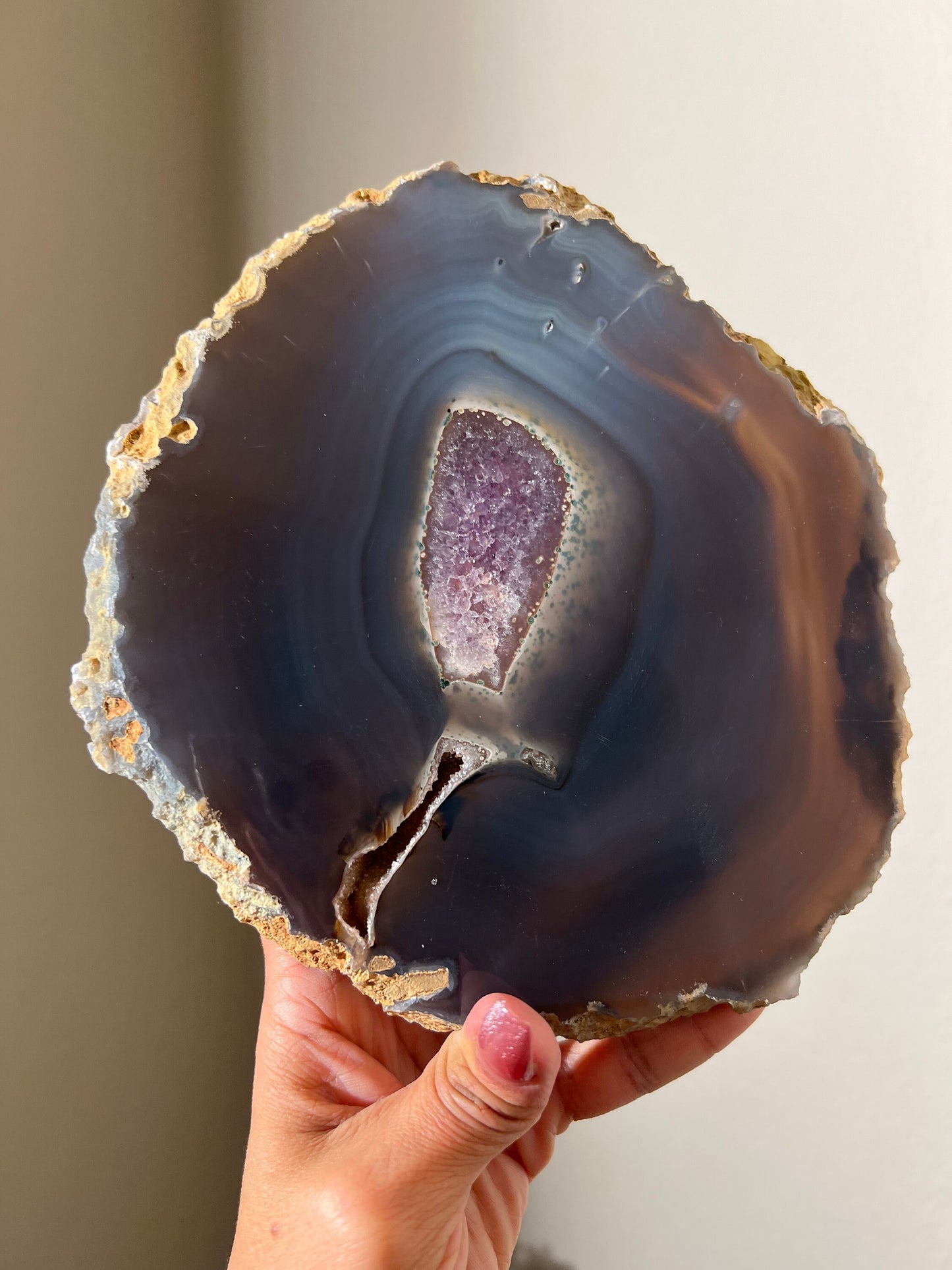 Blue Agate Slab With Amethyst Quartz, Polished Amethyst Slab, Crystal Slabs, Home Decoration, Amethyst Geode Slab From Brazil, Crystal Gifts