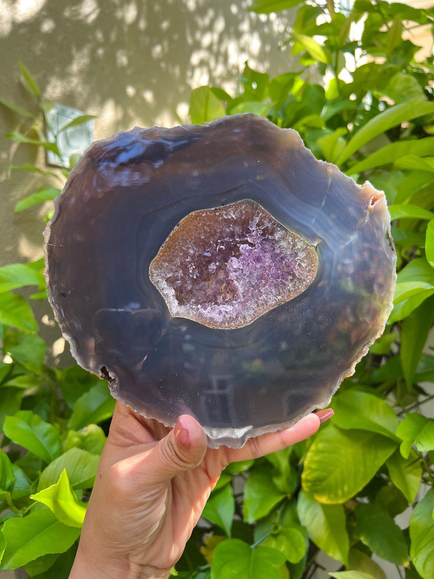 Blue Agate Slab With Amethyst Quartz, Polished Amethyst Slab, Crystal Slabs, Home Decoration, Amethyst Geode Slab From Brazil, Crystal Gifts