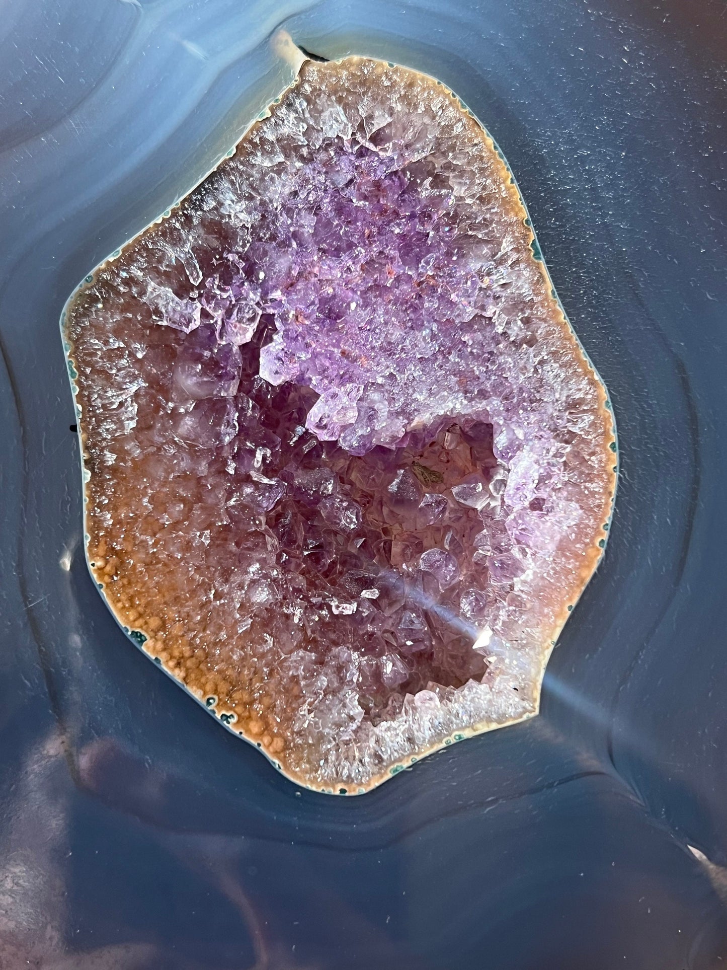 Blue Agate Slab With Amethyst Quartz, Polished Amethyst Slab, Crystal Slabs, Home Decoration, Amethyst Geode Slab From Brazil, Crystal Gifts