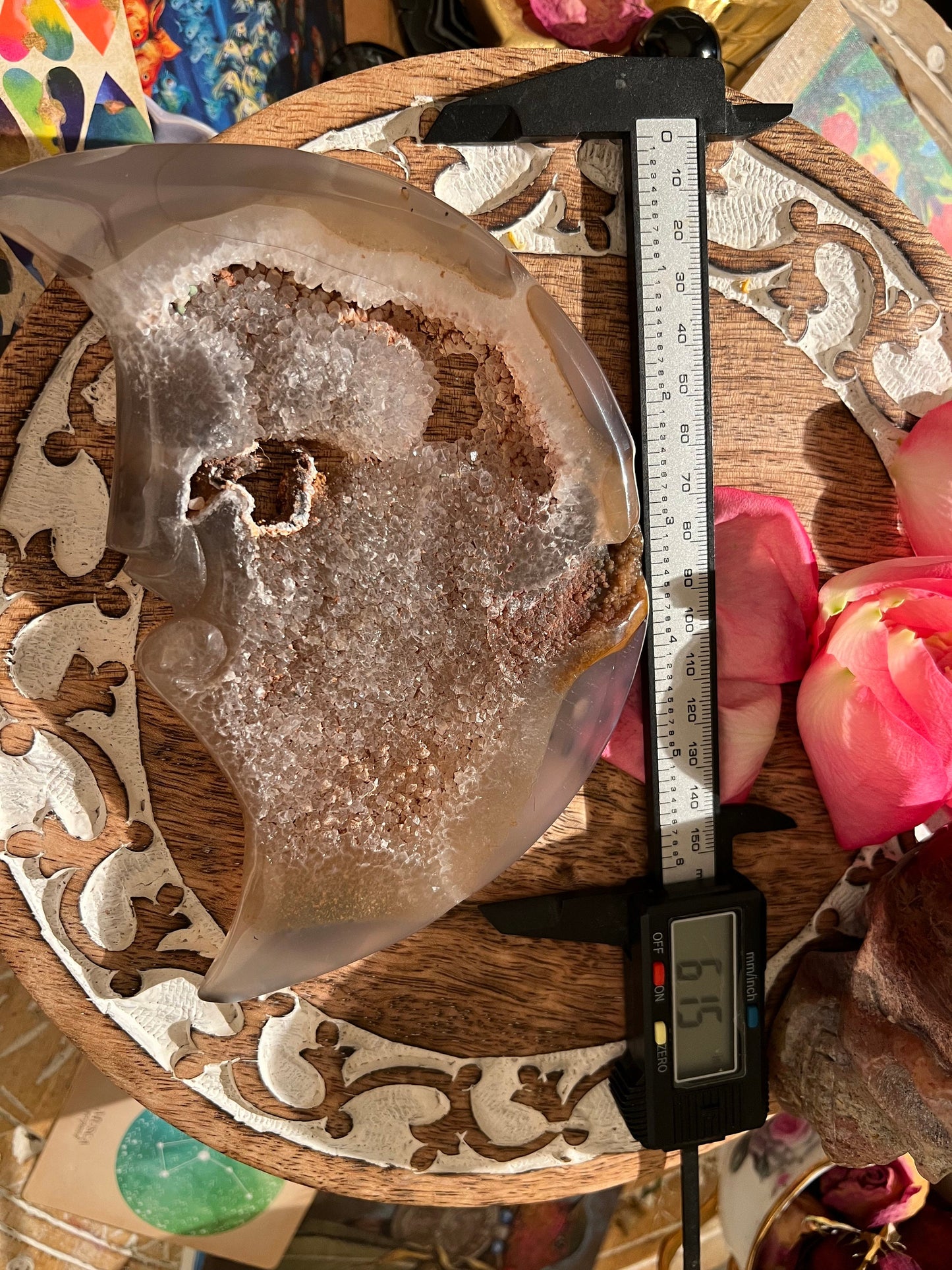 Druzy Agate Moon, Crystal MOON, Crystal Carving, Crescent Moon, Moon Decor, Crystal Gift, Metaphysical Gifts, Spiritual Decor,