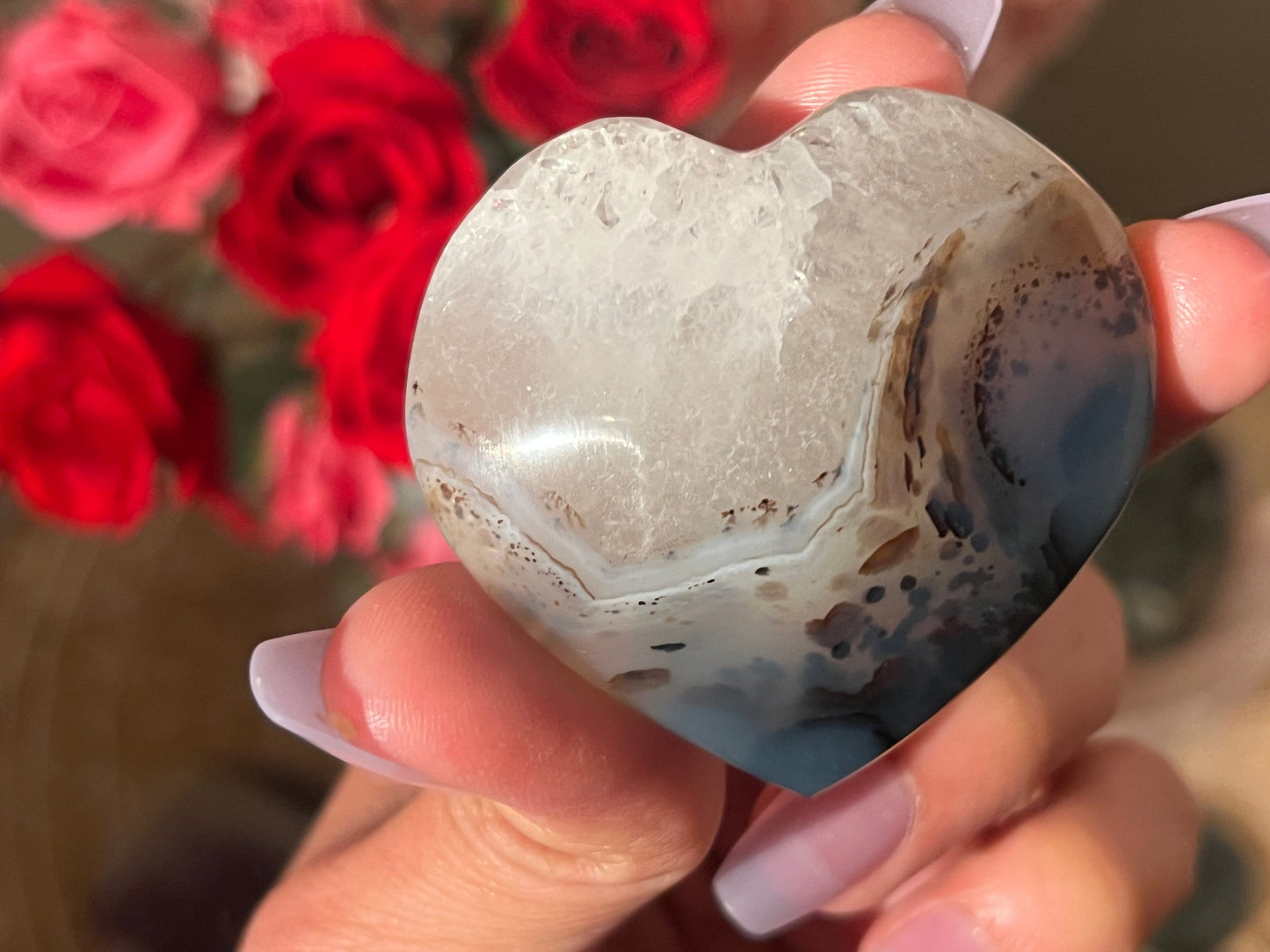 Dendritic Agate Heart, Milky Blue Dendrite, Dendritic Agate, Dendrite, Crystal Hearts, Crystal Gifts, Metaphysical Gifts,