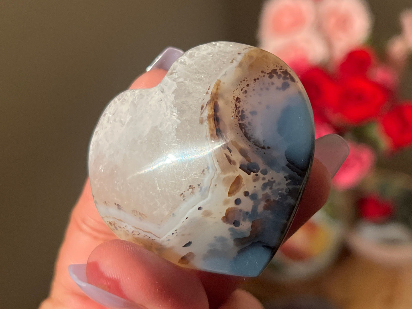 Dendritic Agate Heart, Milky Blue Dendrite, Dendritic Agate, Dendrite, Crystal Hearts, Crystal Gifts, Metaphysical Gifts,