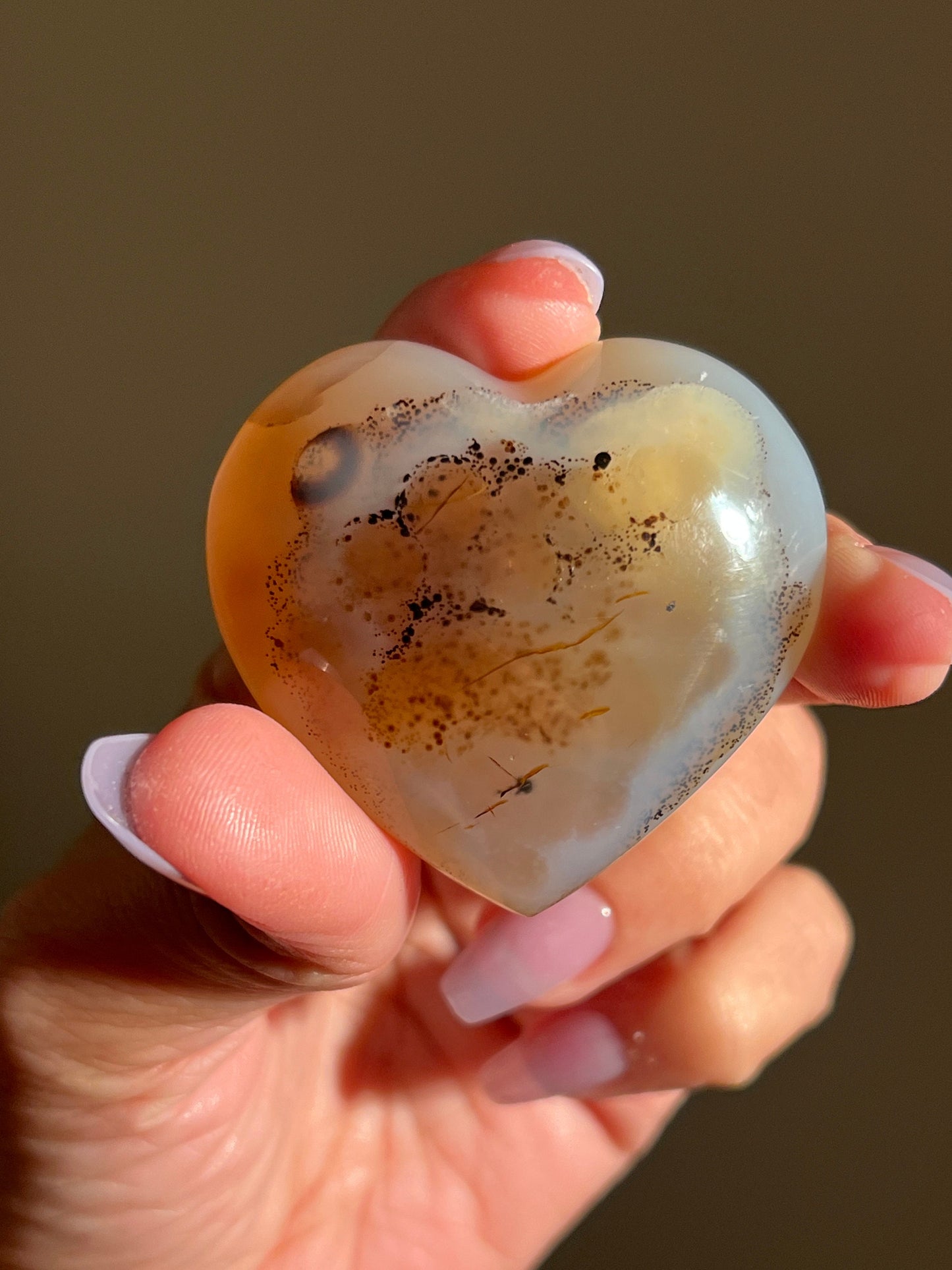 Dendritic Agate Heart, Dendritic Agate, Dendrite, Crystal Hearts, Blue agate Heart, Crystal Gifts, Metaphysical Gifts,