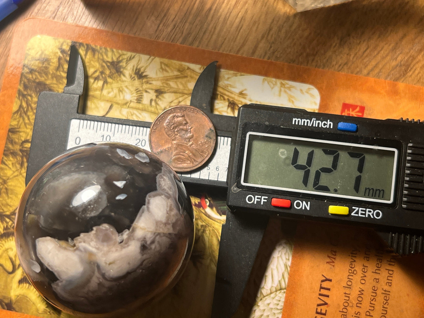 Black Flower Agate Sphere, Rare Black Flower Agate, Blue Flower Agate, Cherry Blossom Agate, Sakura Agate, Crystal Sphere, SMALL