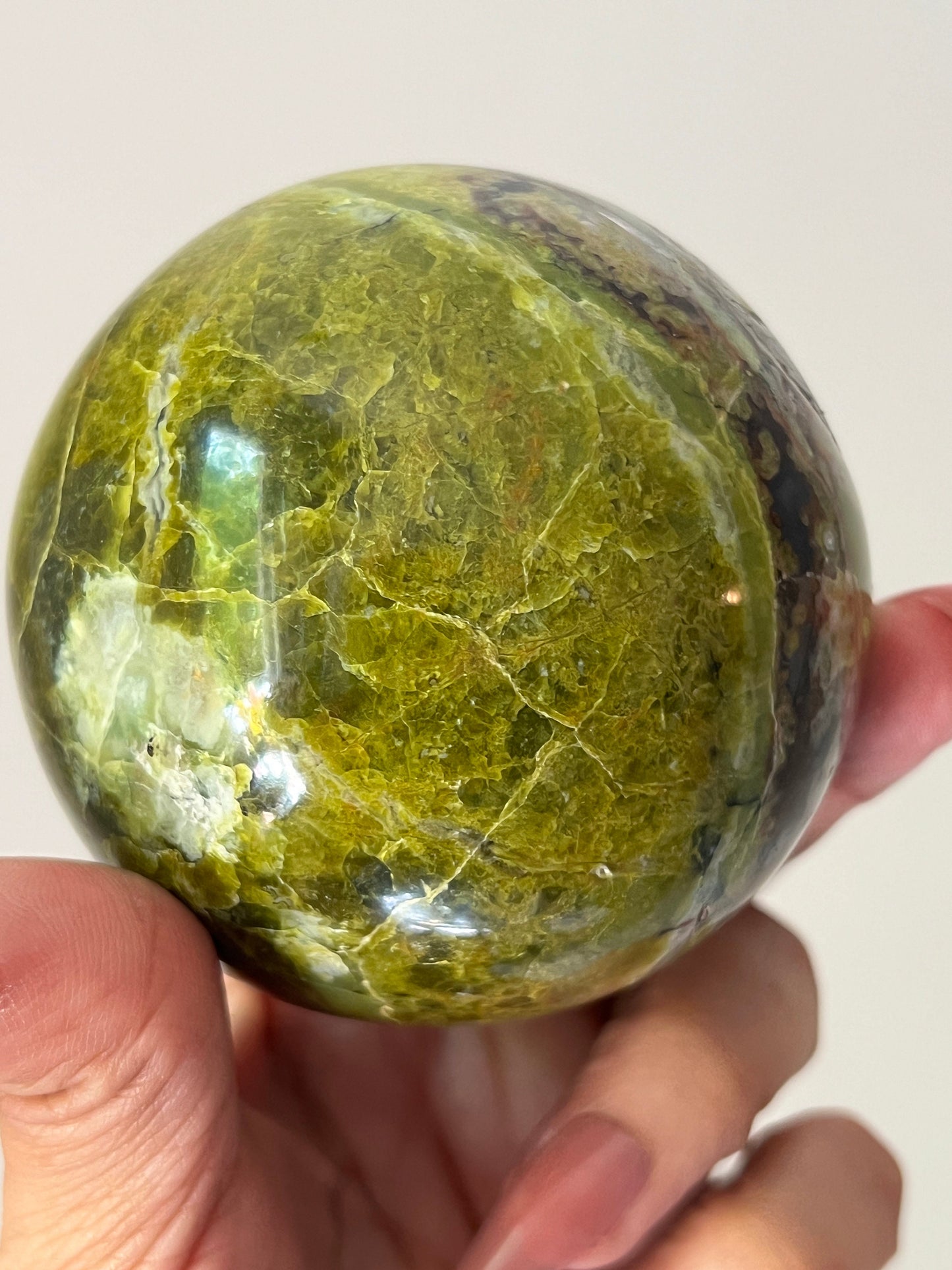 Unique Green Opal Sphere, Green Opal Stone, Pistachio Opal, Green Opal From Peru, Heart Chakra Healing Crystal, Crystal Gifts,
