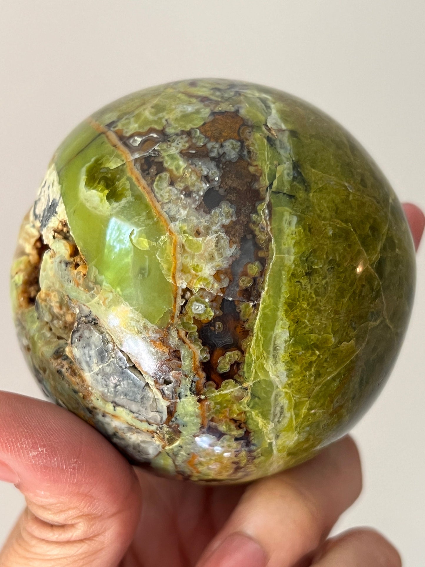 Unique Green Opal Sphere, Green Opal Stone, Pistachio Opal, Green Opal From Peru, Heart Chakra Healing Crystal, Crystal Gifts,