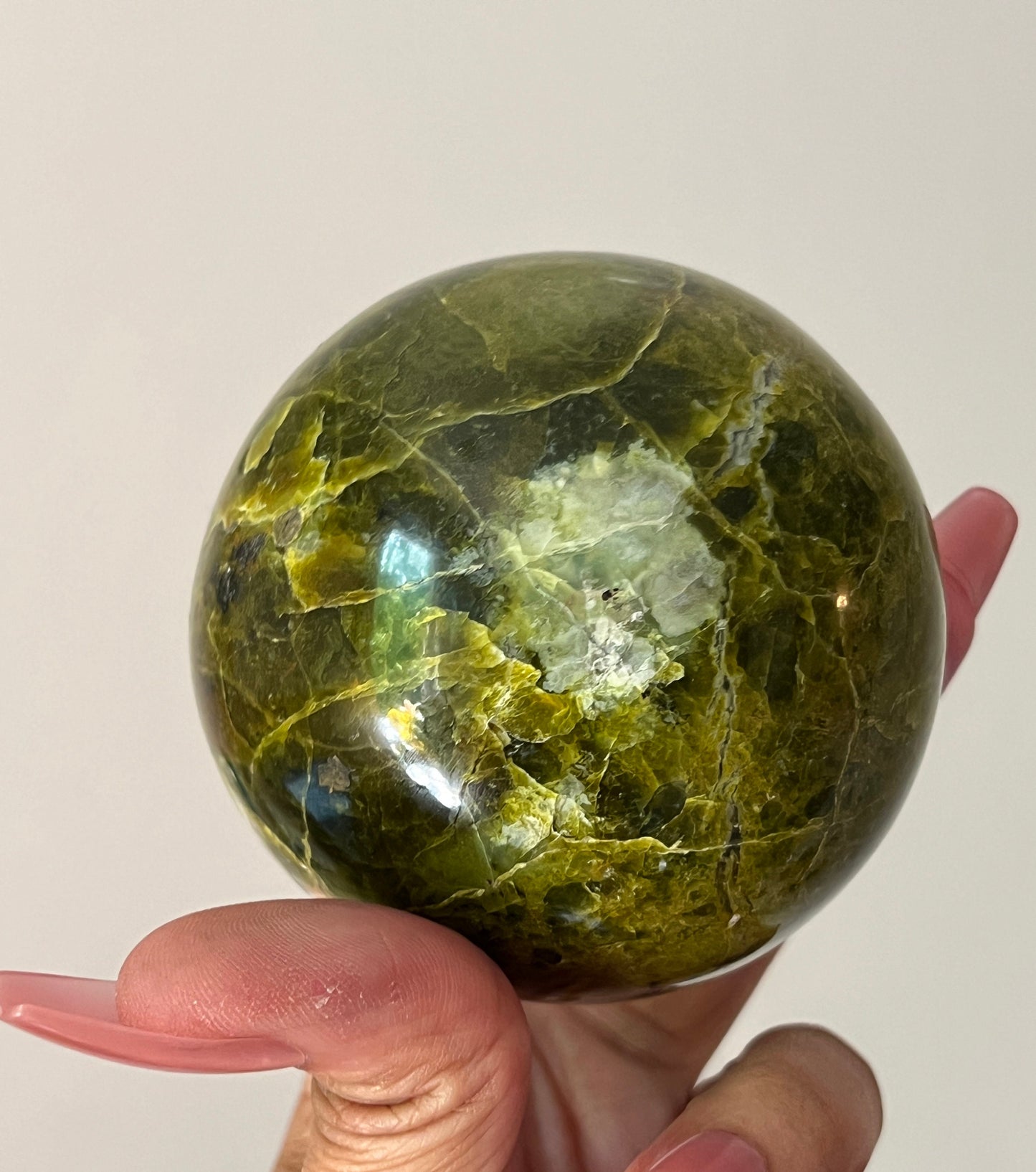 Unique Green Opal Sphere, Green Opal Stone, Pistachio Opal, Green Opal From Peru, Heart Chakra Healing Crystal, Crystal Gifts,