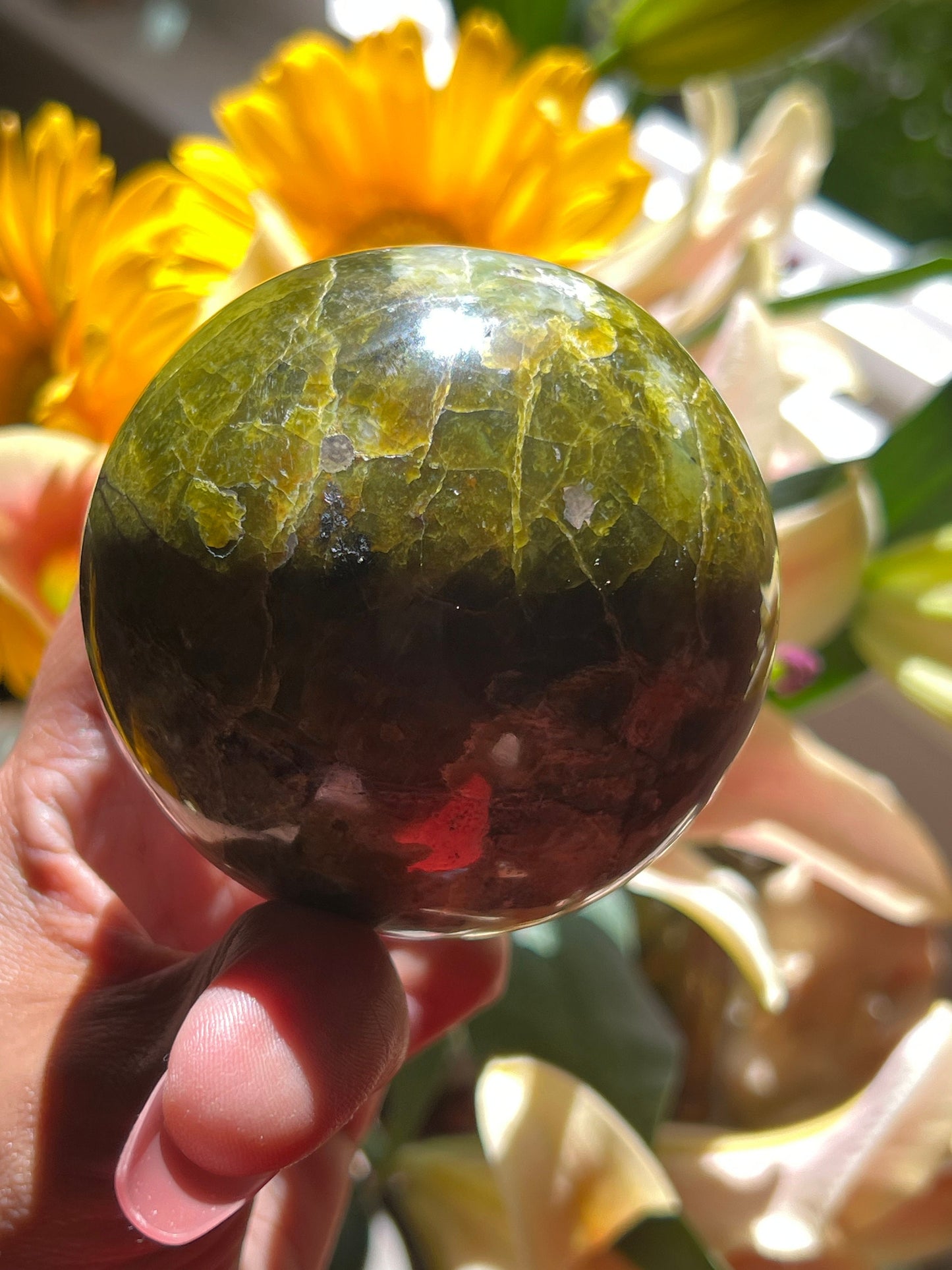 Unique Green Opal Sphere, Green Opal Stone, Pistachio Opal, Green Opal From Peru, Heart Chakra Healing Crystal, Crystal Gifts,