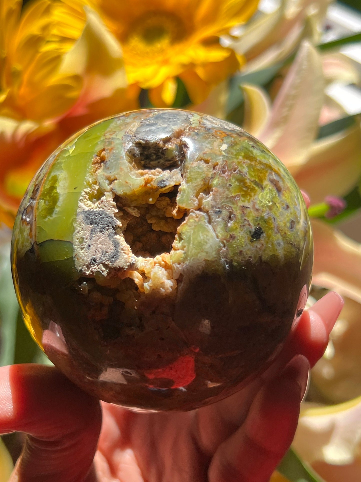 Unique Green Opal Sphere, Green Opal Stone, Pistachio Opal, Green Opal From Peru, Heart Chakra Healing Crystal, Crystal Gifts,
