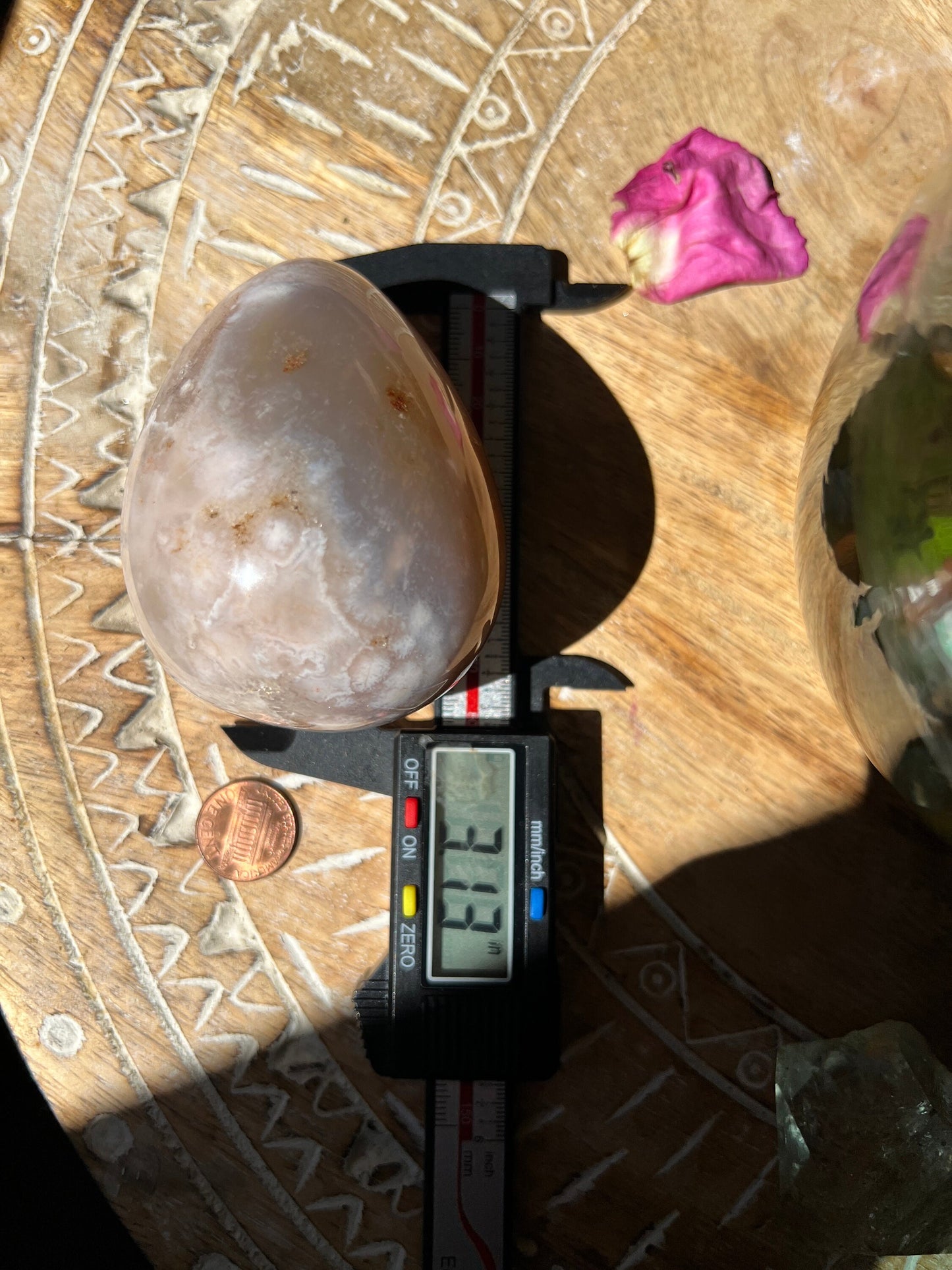 Flower Agate Egg – Pink Amethyst Crystal Stone for Gift or Decor