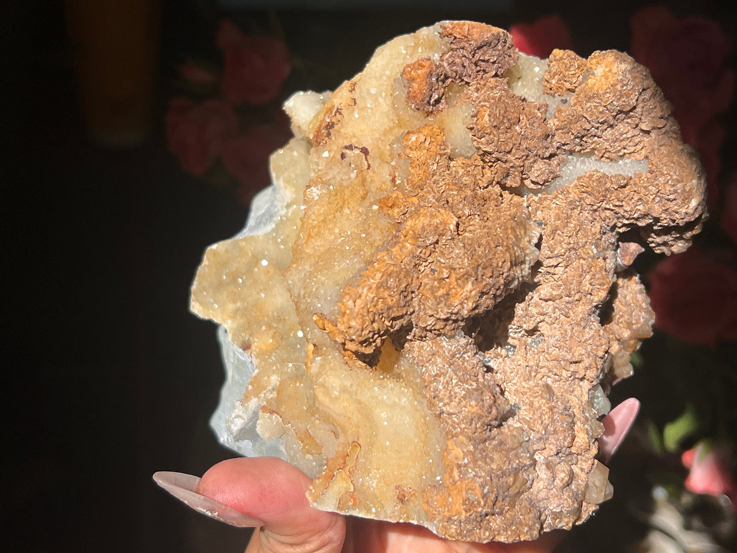 Druzy Caribbean Calcite Skull, Blue Aragonite Skull -Metaphysical gifts