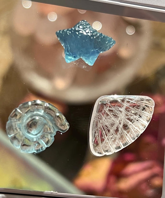 Aquamarine Gift Set, Aquamarine Starfish, Aquamarine Seashell, Morganite Shell, Aquamarine, Morganite, Crystal Gifts, Ocean Sea Gifts