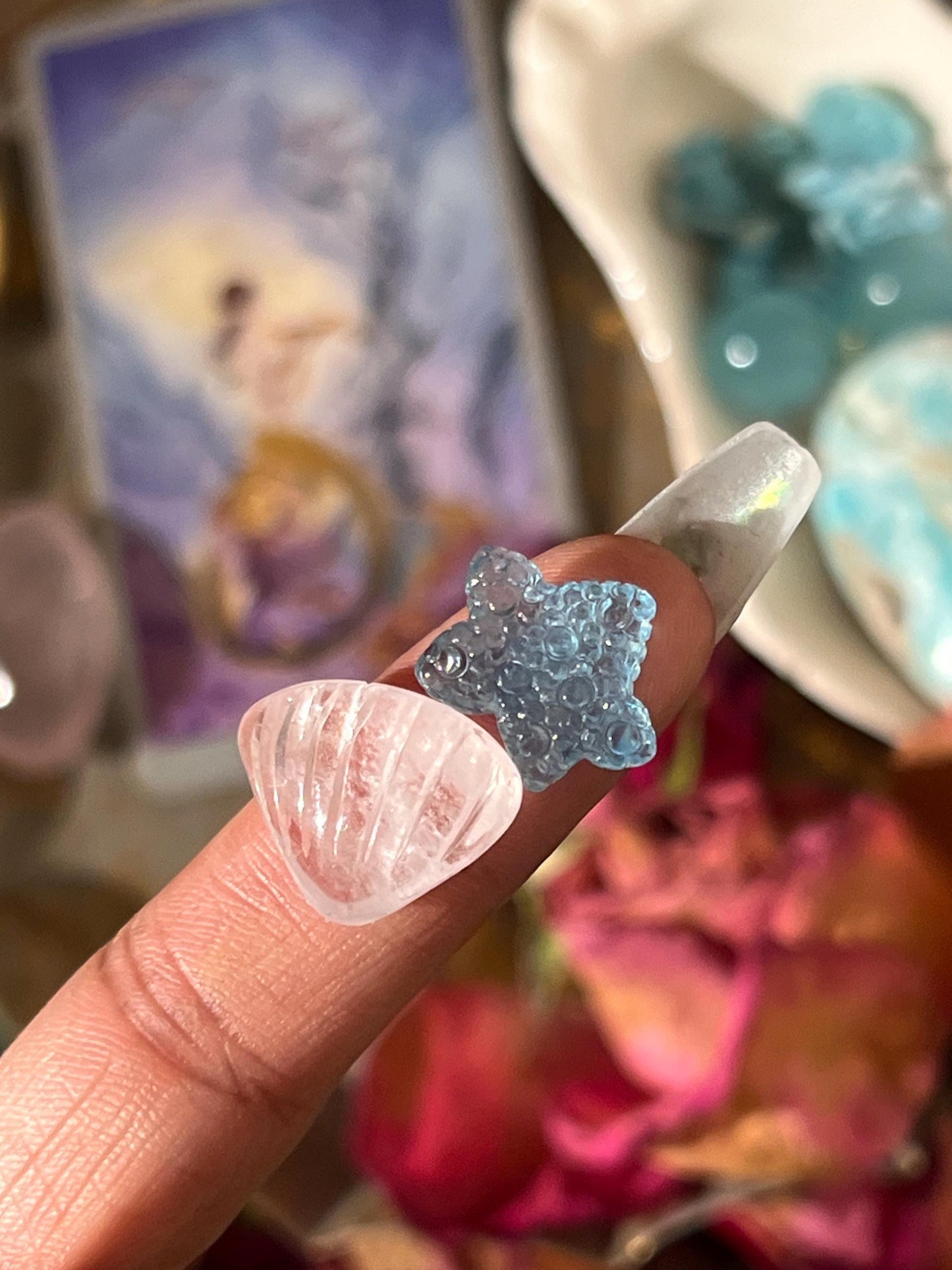 Aquamarine Gift Set, Aquamarine Starfish, Aquamarine Seashell, Morganite Shell, Aquamarine, Morganite, Crystal Gifts, Ocean Sea Gifts