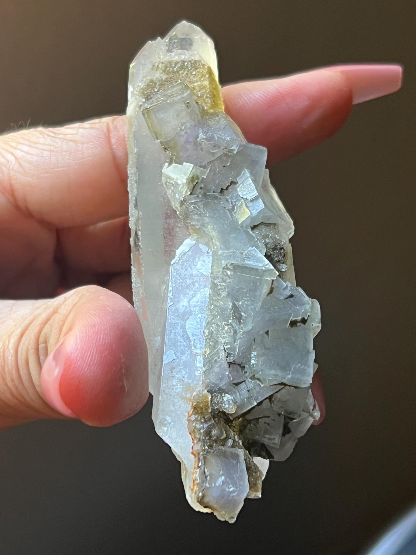 YGX Fluorite, Yaogangxian Fluorite, Porcelain Fluorite Specimen, Fluorite on Quartz, Fluorite Specimen, Crystal Gifts, Fluorite with Pyrite