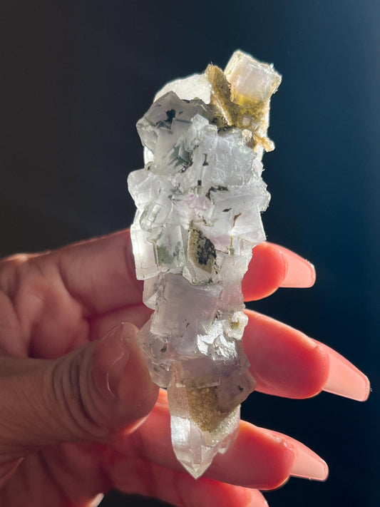 YGX Fluorite, Yaogangxian Fluorite, Porcelain Fluorite Specimen, Fluorite on Quartz, Fluorite Specimen, Crystal Gifts, Fluorite with Pyrite