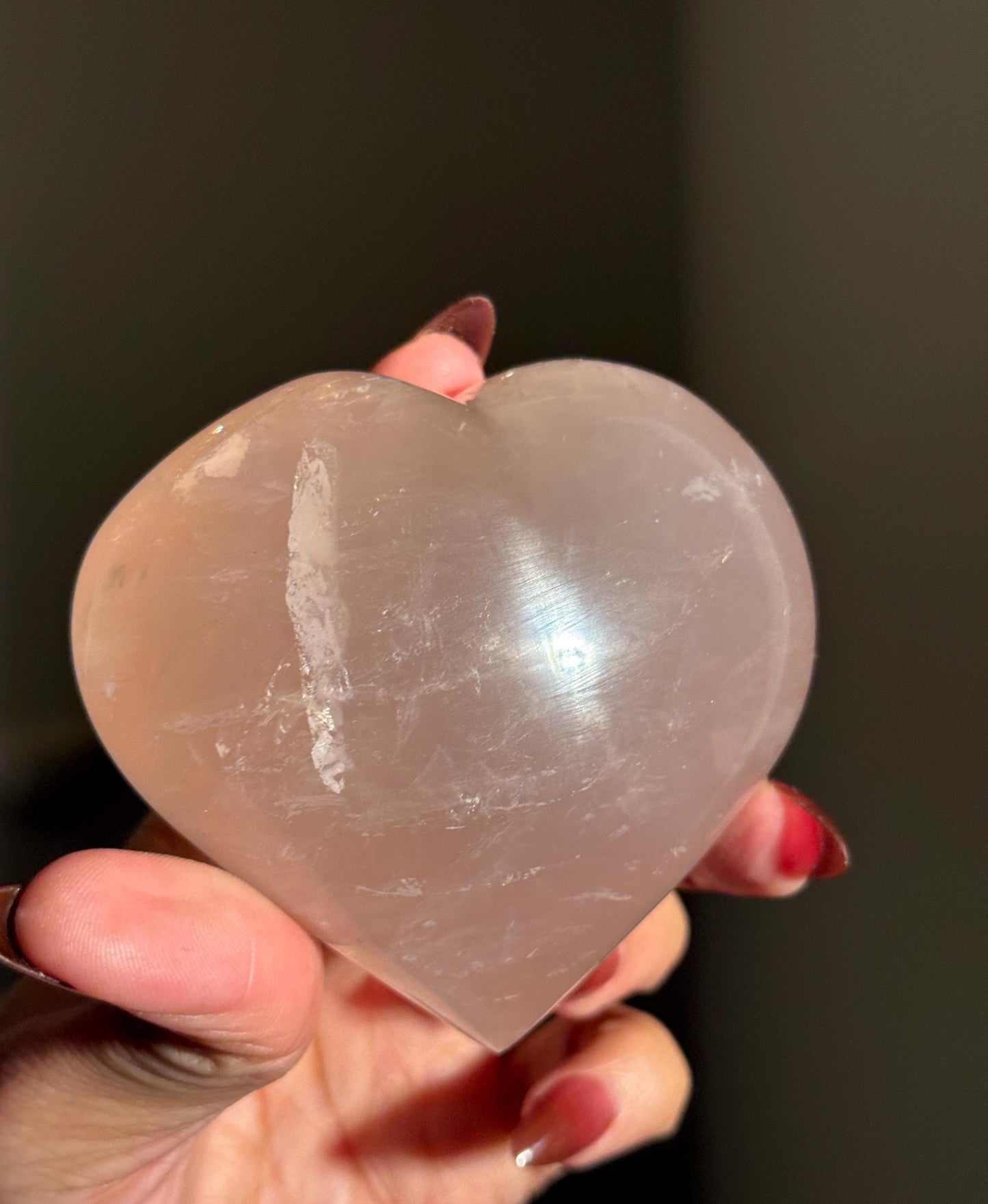 Star Flash Rose Quartz Heart - Rose Quartz Crystal Heart