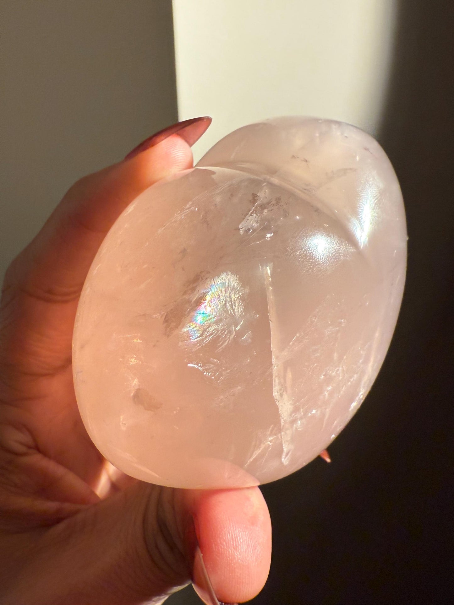 Star Flash Rose Quartz Heart - Rose Quartz Crystal Heart