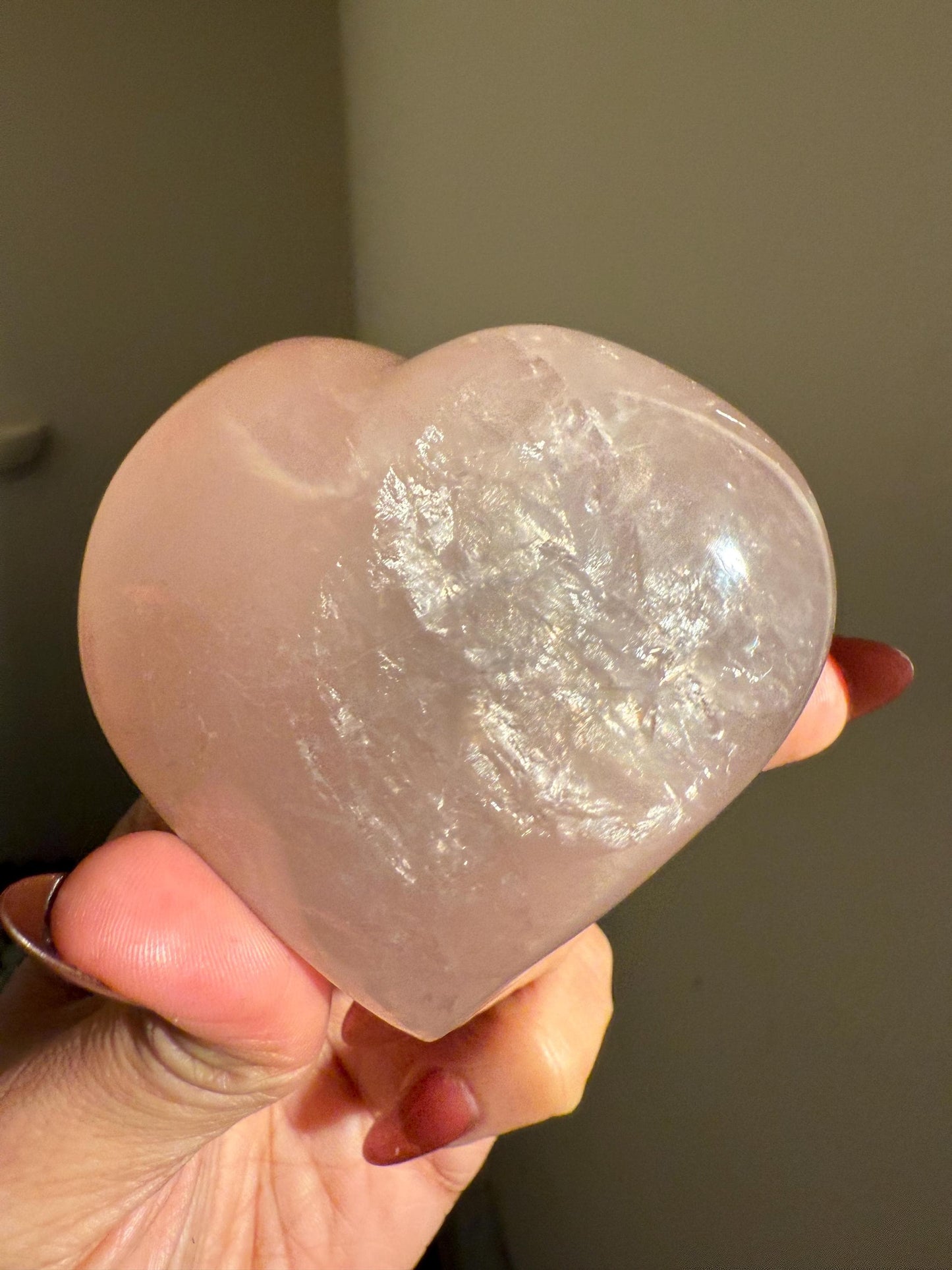 Star Flash Rose Quartz Heart - Rose Quartz Crystal Heart