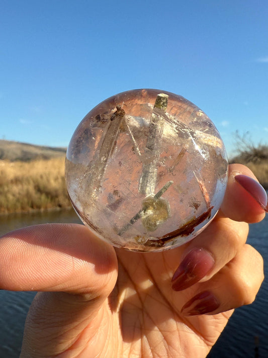 Rutile Quartz with Mica, White Rutilated Quartz Sphere, Rutile, Rutilated Quartz, Mica Quartz, Crystals, Crystal Gifts, Unique Gift Idea,