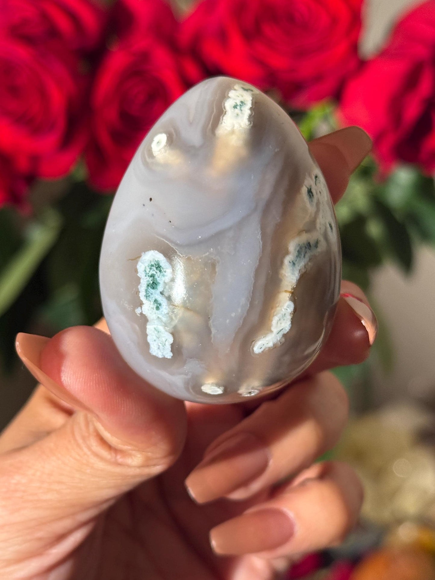 Druzy Agate Egg, Moss Agate Egg, Crystal Egg, Druzy Quartz Egg, Crystals Gifts, Moss Agate, Metaphysical Gifts,