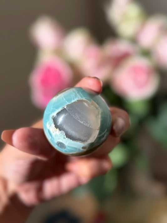 Green flower agate palm, Green Flower Agate,  Sakura Agate, Cherry Blossom Agate, Heart Crystals, Crystal Gifts, Metaphysical Gifts