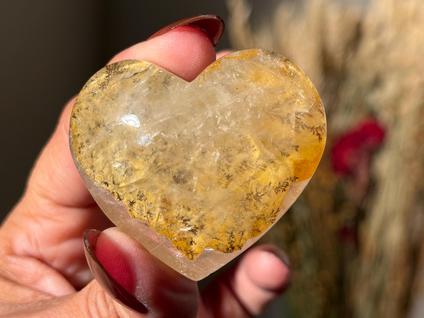 Dendritic Quartz Heart, Dendritic Heart, Giralsol Dendrite, Crystal Hearts, Dendrite, Dendritic Tree Quartz, Healing Crystals, Gift For Her,