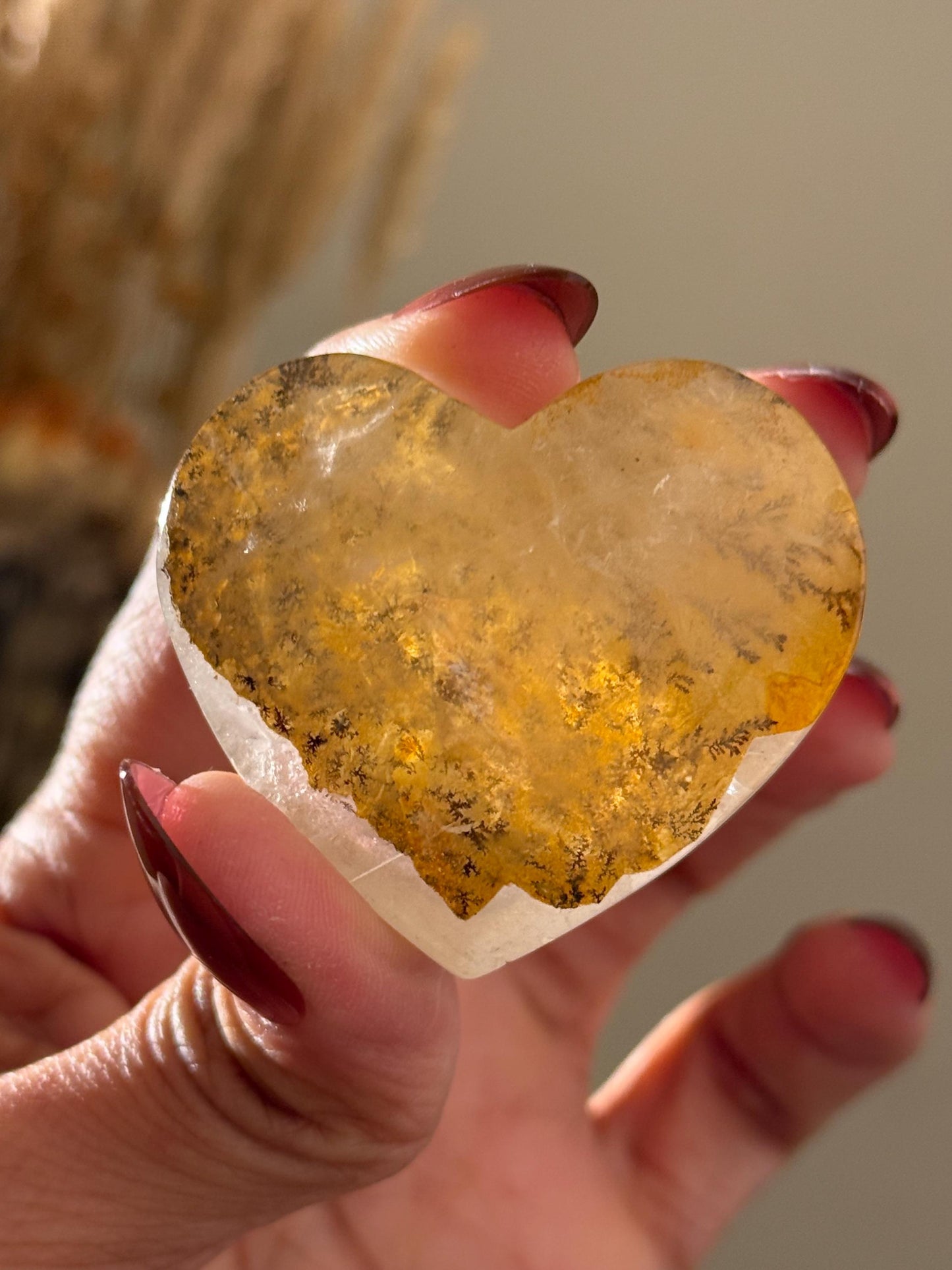 Dendritic Quartz Heart, Dendritic Heart, Giralsol Dendrite, Crystal Hearts, Dendrite, Dendritic Tree Quartz, Healing Crystals, Gift For Her,