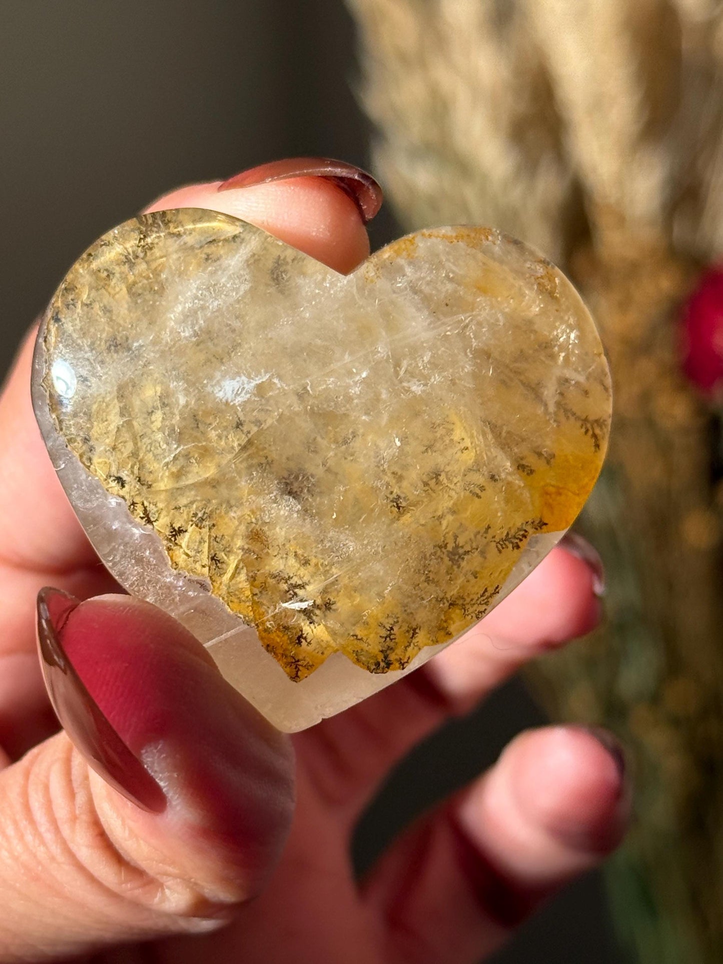 Dendritic Quartz Heart, Dendritic Heart, Giralsol Dendrite, Crystal Hearts, Dendrite, Dendritic Tree Quartz, Healing Crystals, Gift For Her,